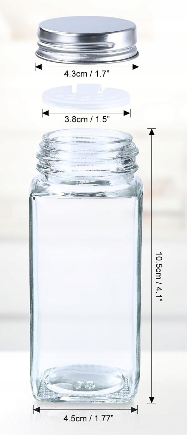 POJEMNIKI DO PRZECHOWYWANIA PRZYPRAW KWADRATOWE 25 SZT + NASADKI + ETYKIETY EAN (GTIN) 5906339178609