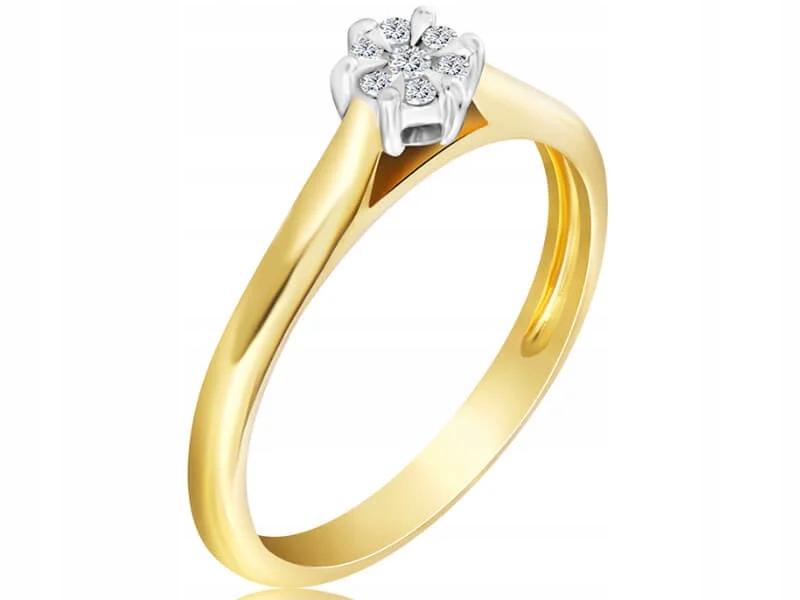 Nadčasový prstýnek s diamanty v žlutém zlatě 585 pro zásnuby r20