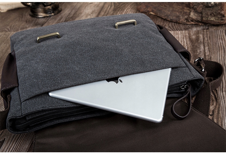 Torba męska na ramię do pracy szkoły czarna canvas+ GRATIS :) Model Canvas Vintage