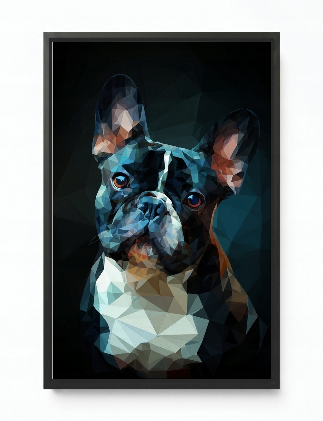 Obraz Rám Americký Box Grafika Low Poly Geometrie Pes Buldoček 3D 80x120