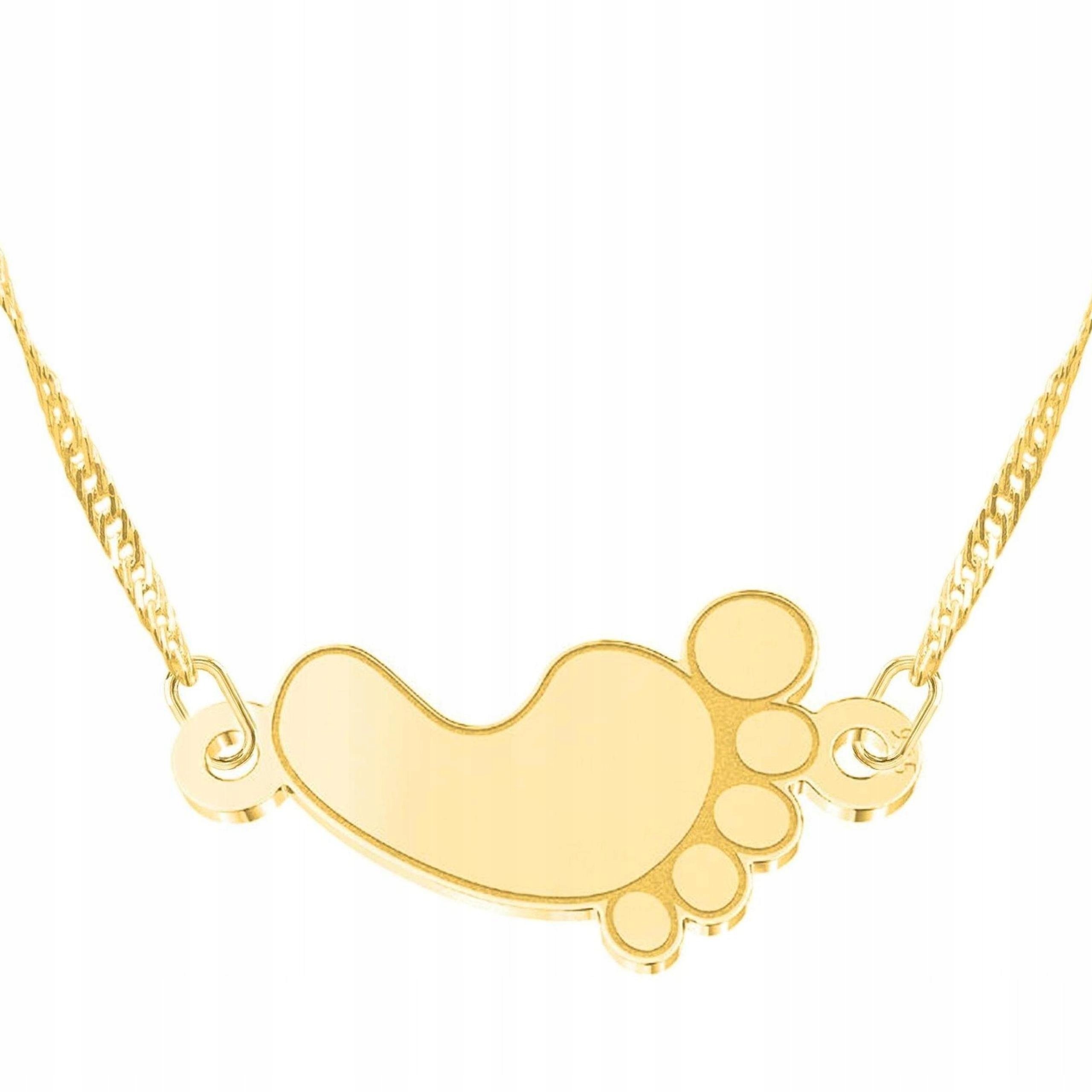 Zlatý náhrdelník s dětskou nohou, dětskou nohou, dětskou nohou, Stříbro 925