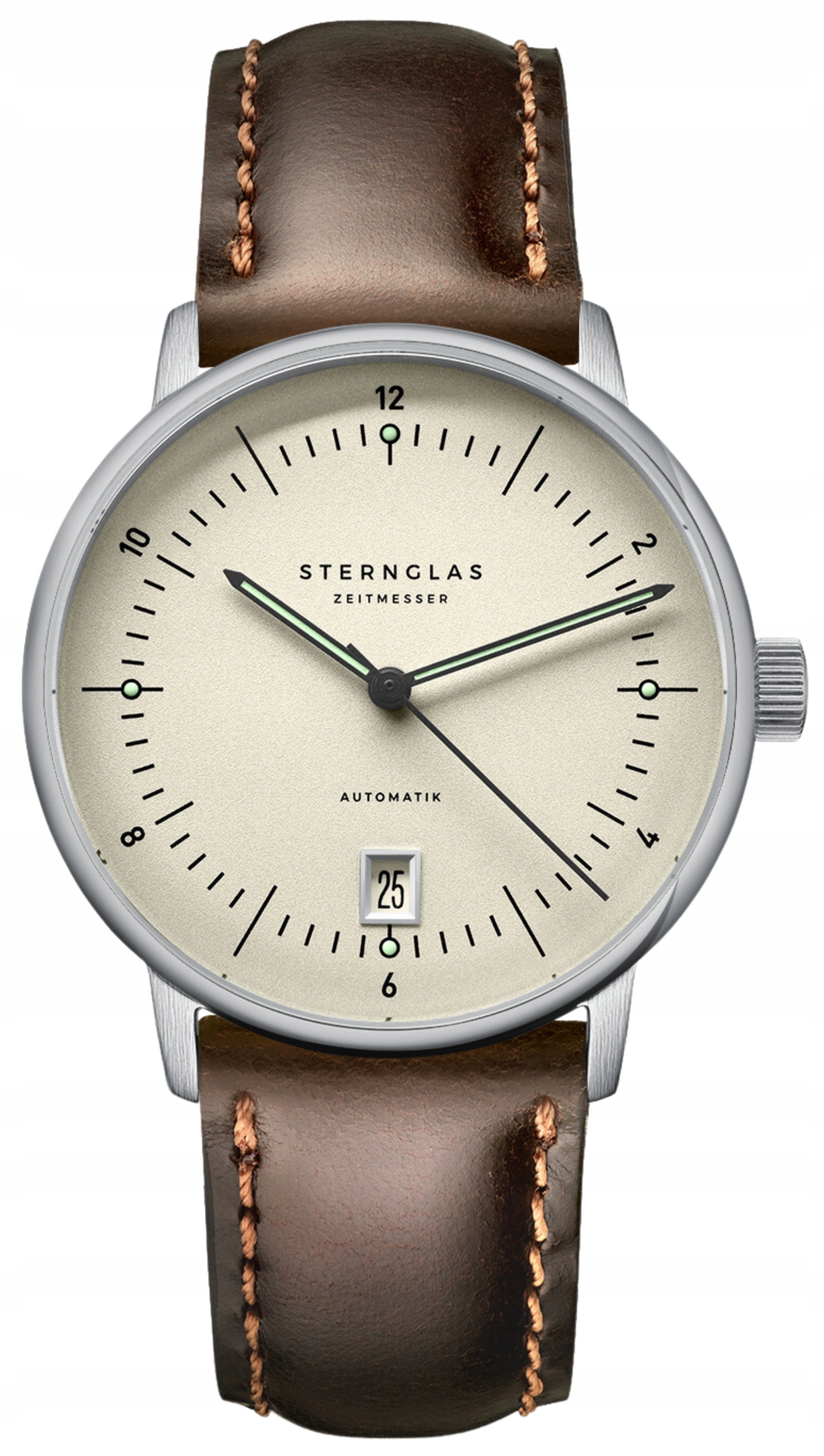Nový Originální Pánské hodinky Sternglas S02-NP26-BR03 Mechanické gravírování