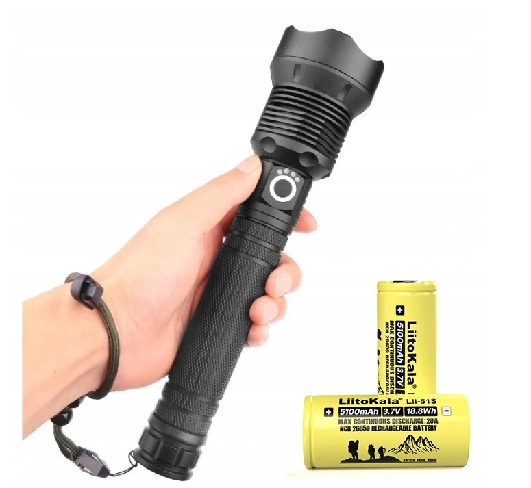 Mocna Latarka XLight XHP70 Zoom Usb 2x 26650 LiitoKala 5100mAh