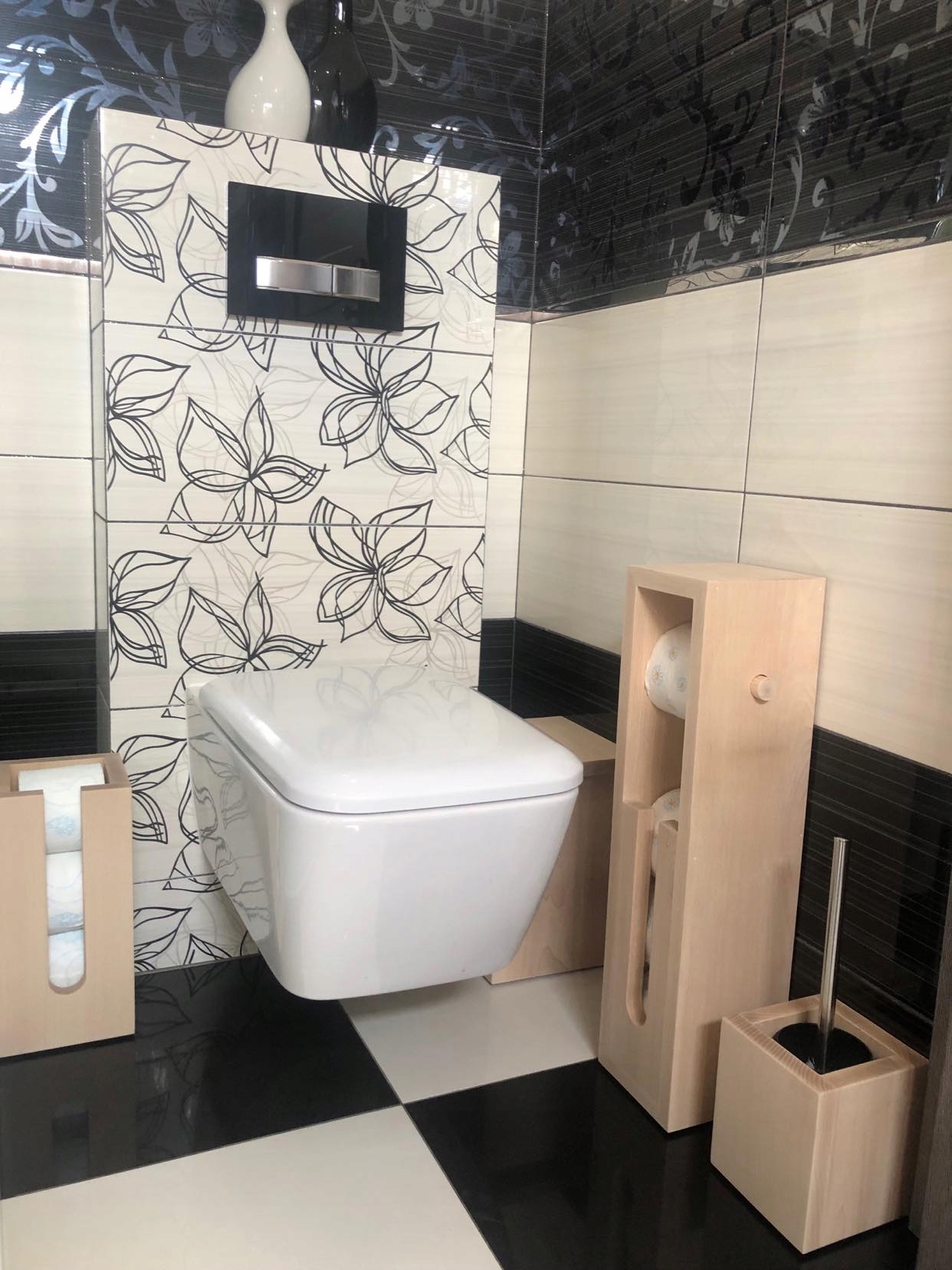 Stojak drewniany na papier toaletowy - EKOLOGICZNY Linia Z wycięciem