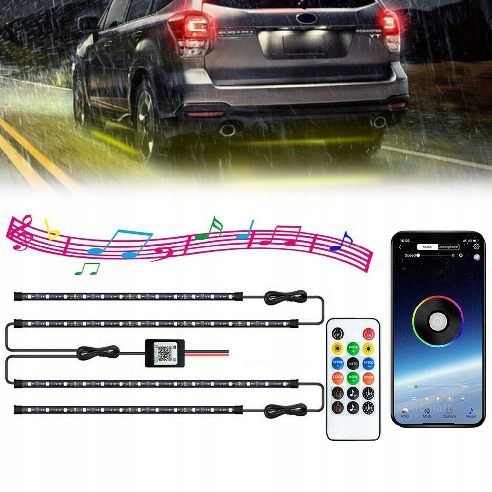 Osvětlení Podvozku Podsvícení Pod Auto Led Neon 2x0.6 2x0.9 m