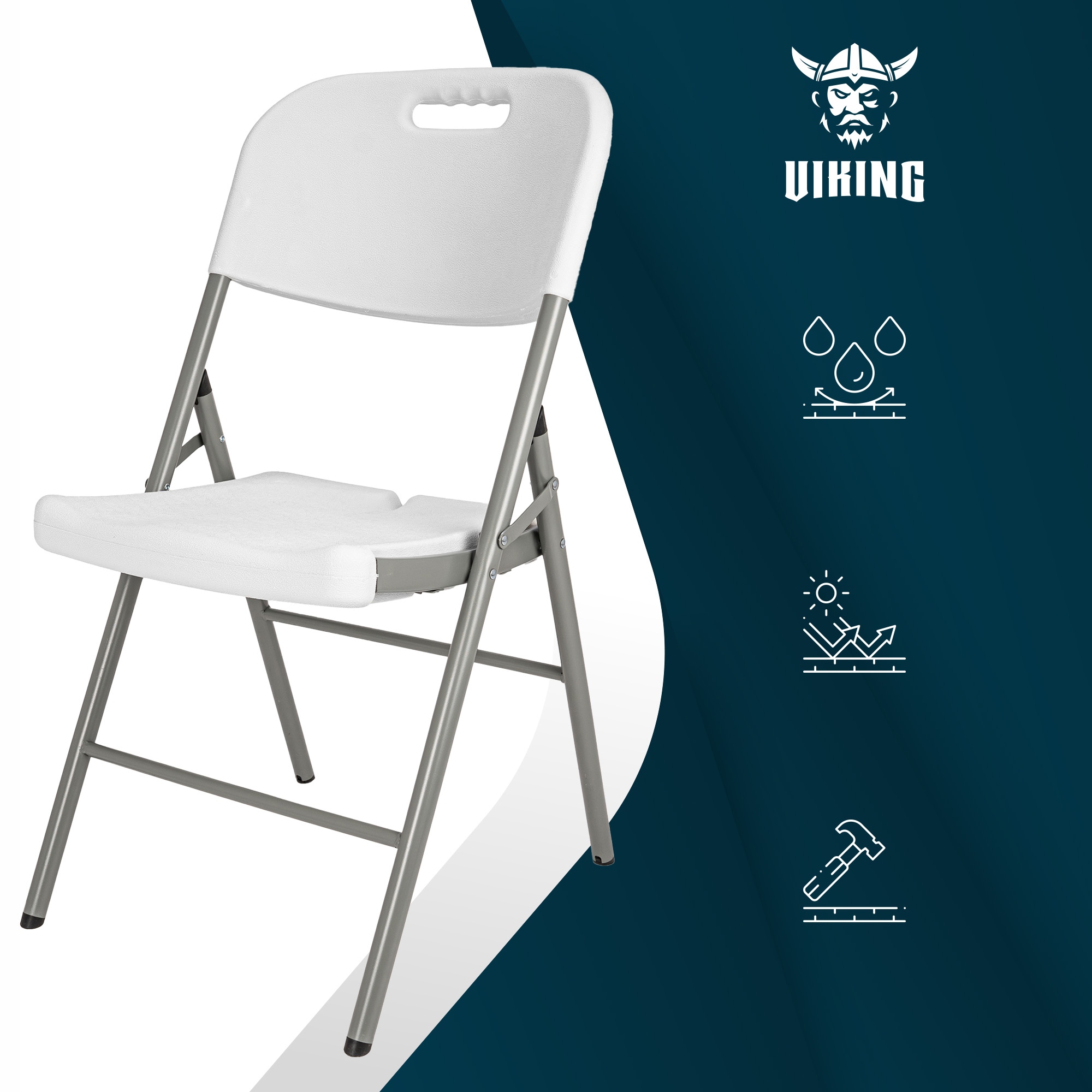 KRZESŁO CATERINGOWE SKŁADANE KOMPLET 4 SZT. KRZESŁO OGRODOWE BIAŁE ZESTAW Producent VIKING