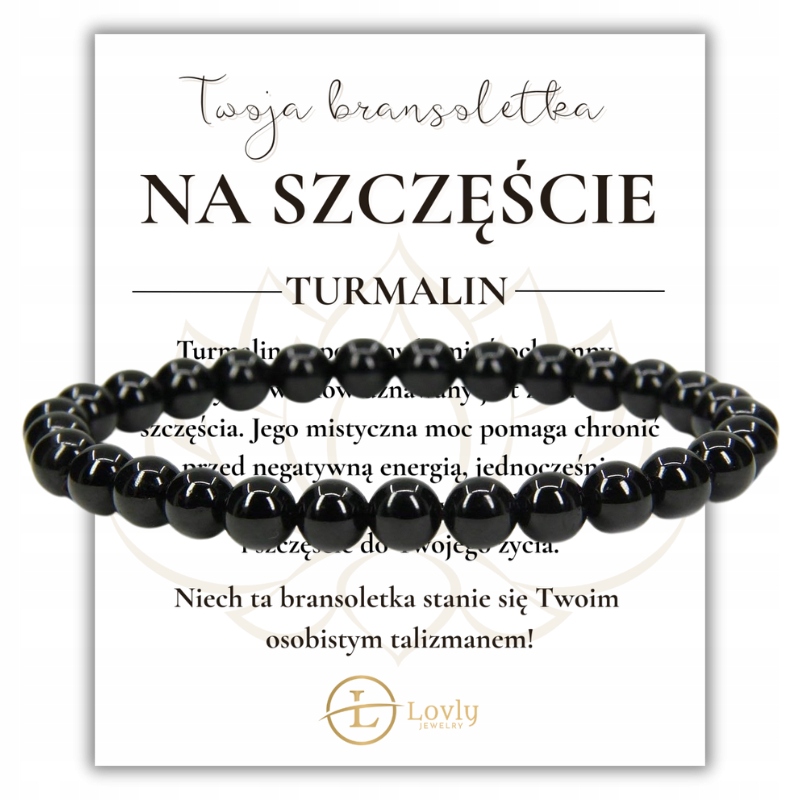 Ochranný Náramek štěstí Turmalín Kulička Hladká 6MM