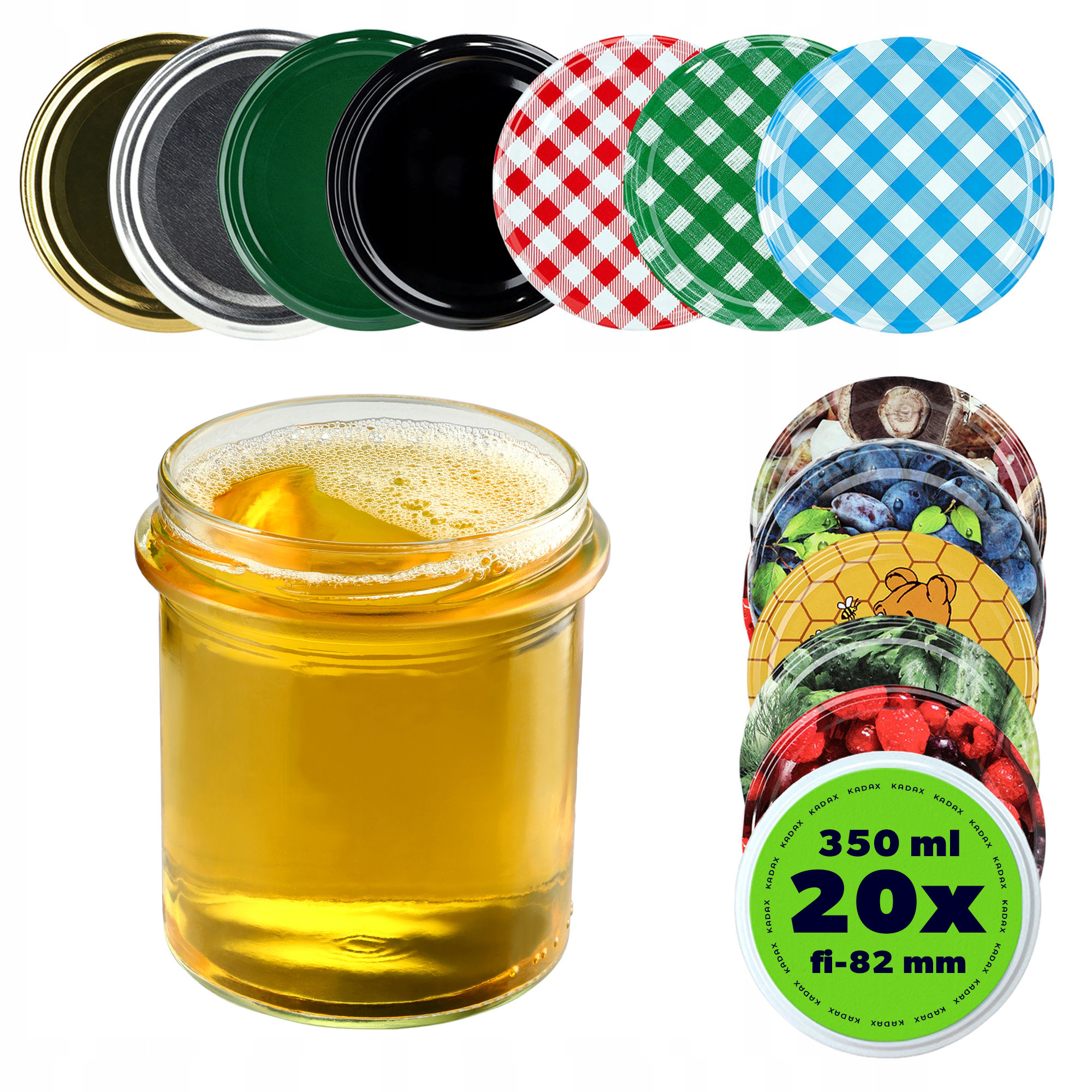 Sklenička 350 ml Sklenice Na Med Zavařeniny Skleněná Víčka Šroubovací 20 ks Fi 82