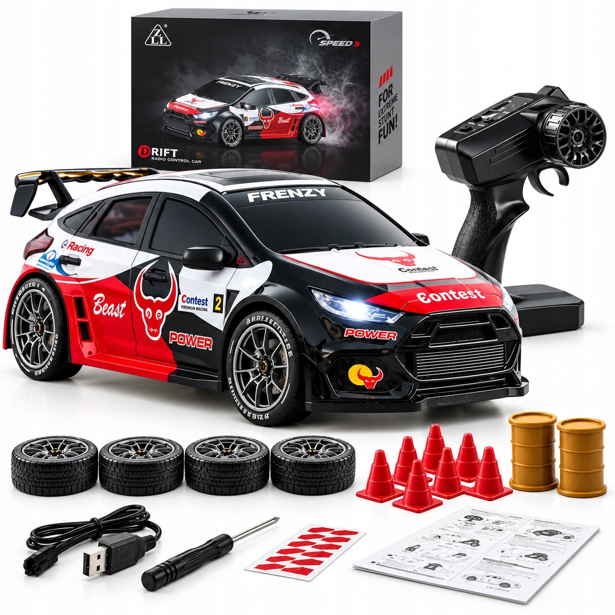 Auto Rc Drift SG716 Zdalnie Sterowane Samochód Wyścigowy Led Pełny Zestaw