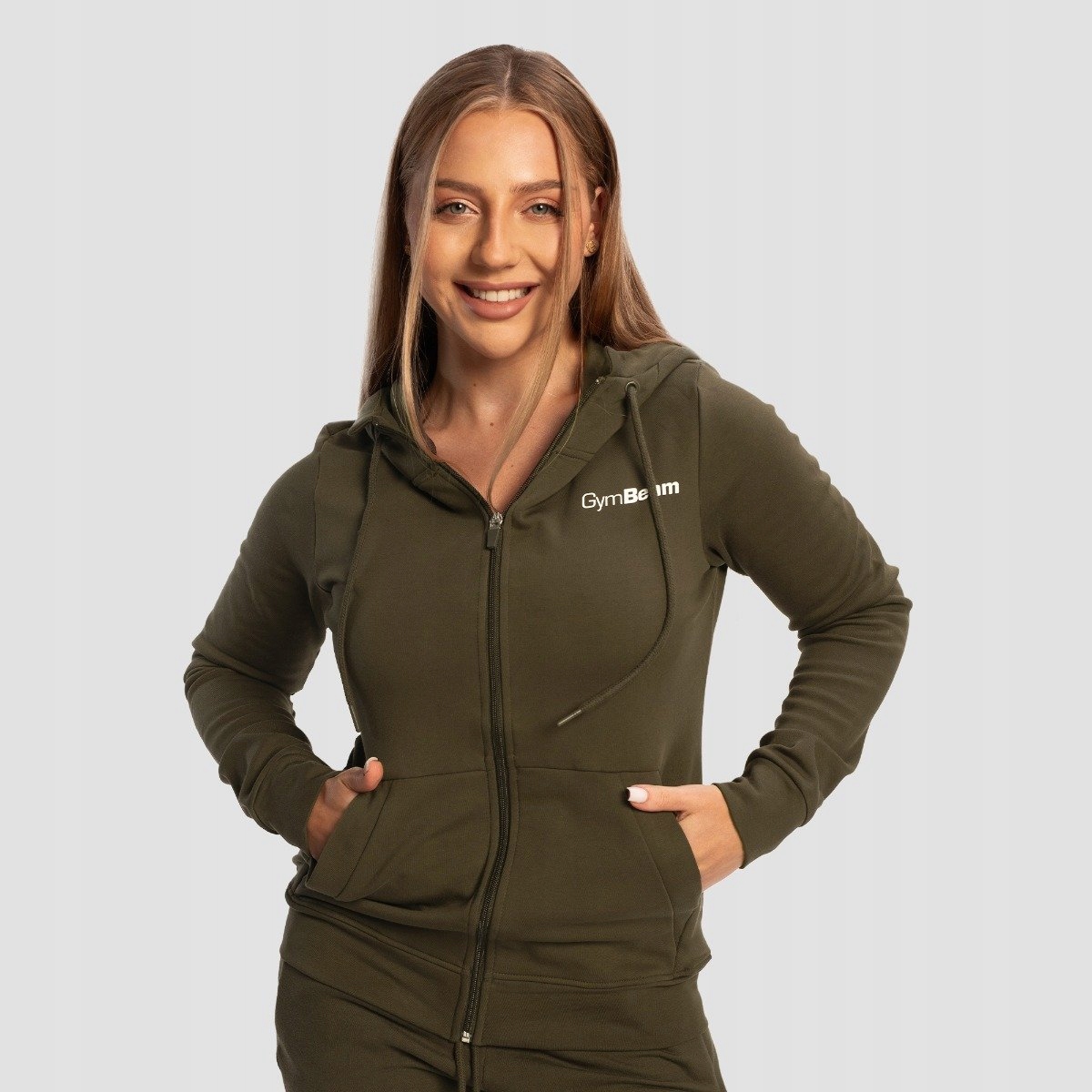 GymBeam Damska bluza z kapturem Zip Up Limitless Espresso S