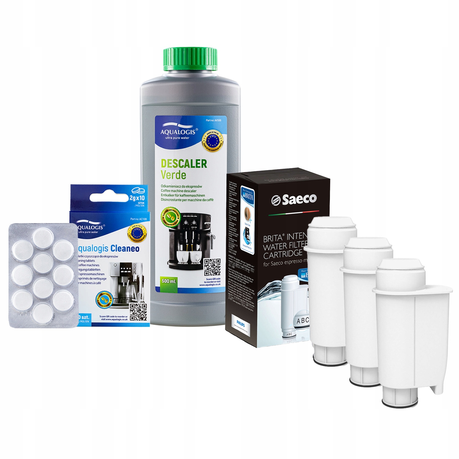 Sada Gaggia Intenza+ CA6702 3ks, Verde 500ml, Cleaneo 10 ks