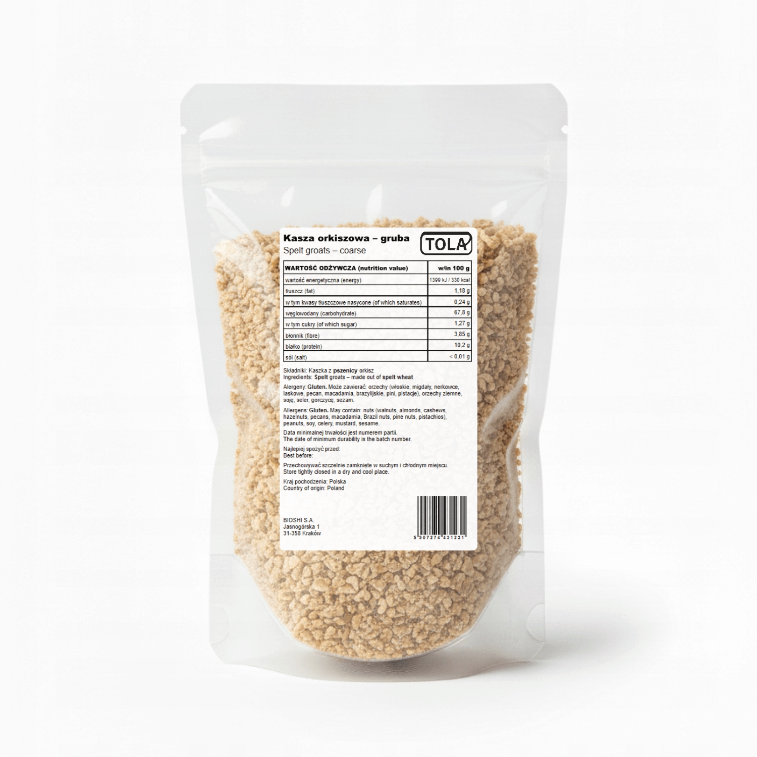 Levně Špaldová kaše hrubá 10 kg – přírodní, vysoká kvalita Tola