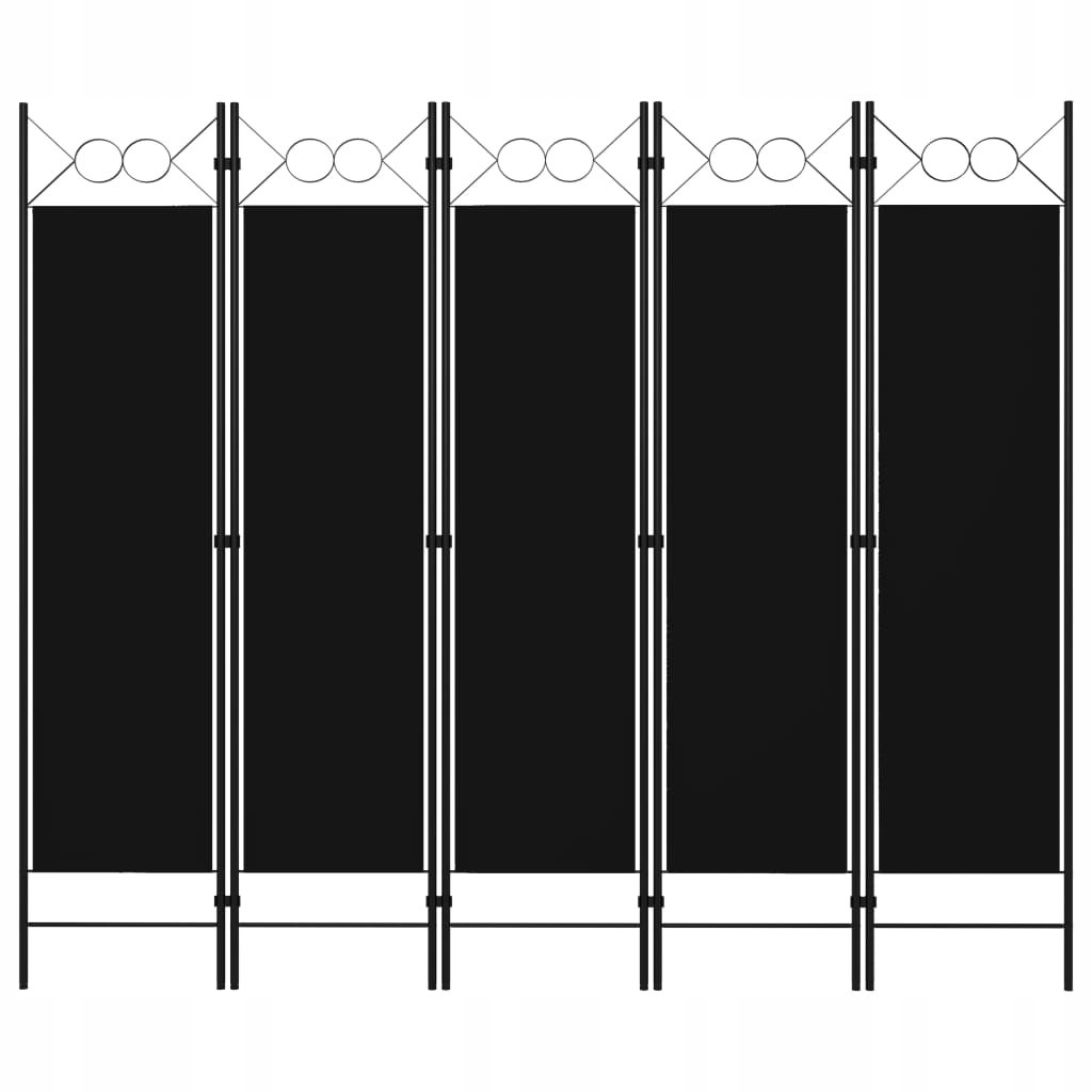 Parawan 5-panelowy, czarny, 200 x 180 cm