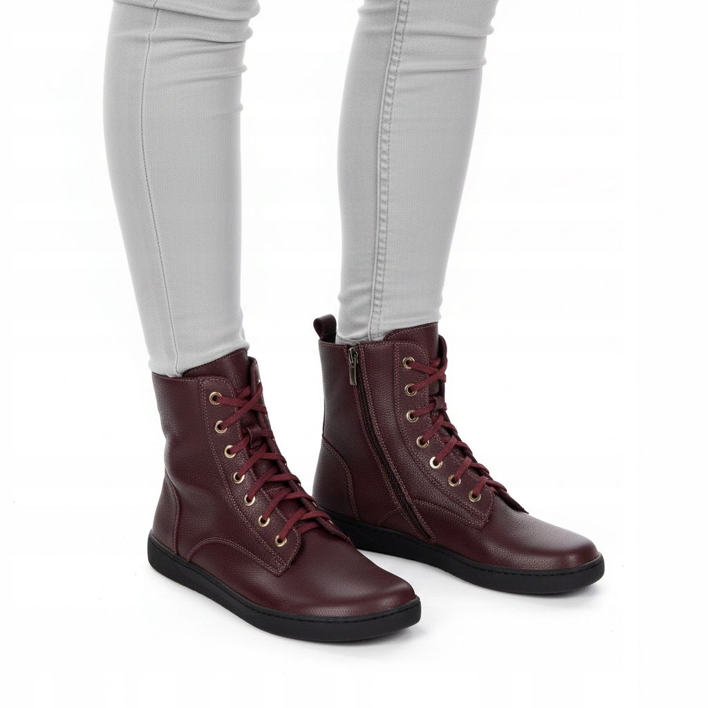 Kotníkové Boty Barefoot Zimní zateplené Kůže Olivier 1303 Liv vínově zateplené 42