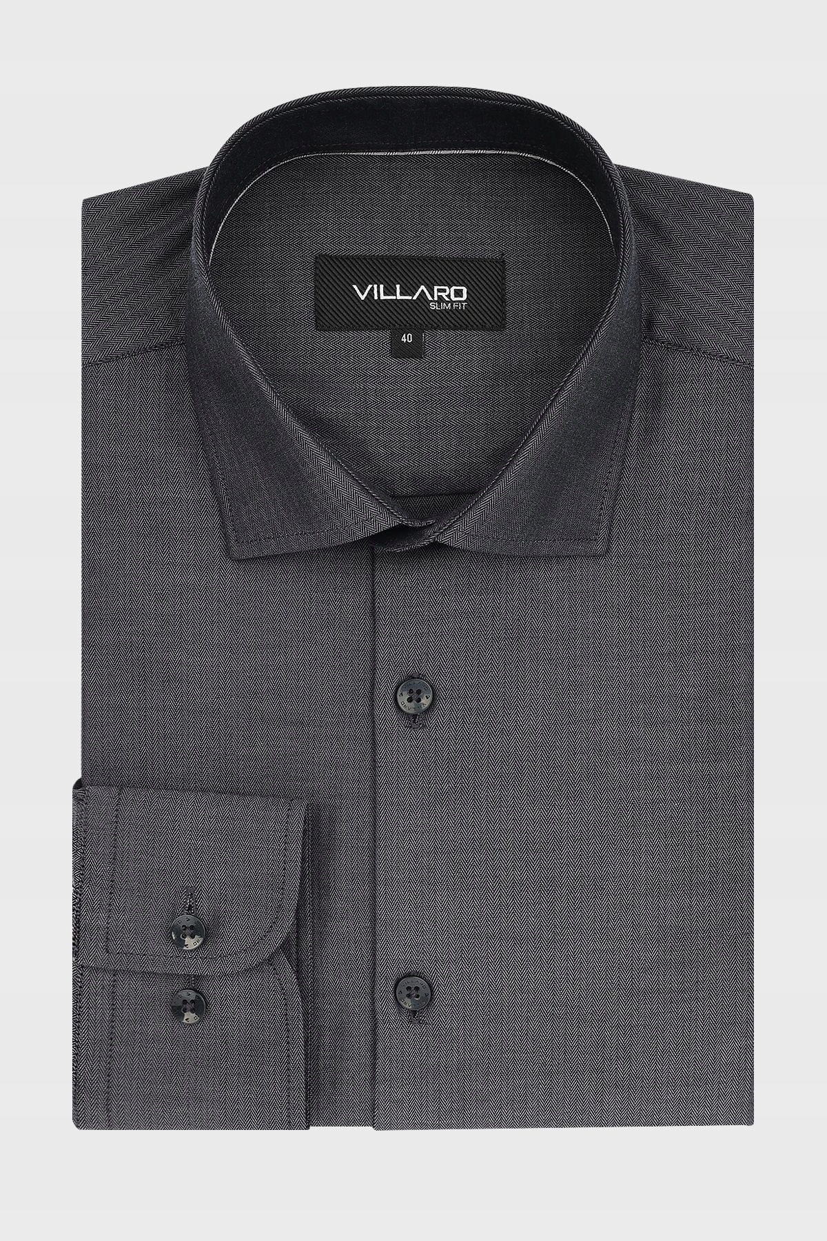Šedá pánská košile Vzor jedle 40-176/182 Slim Fit