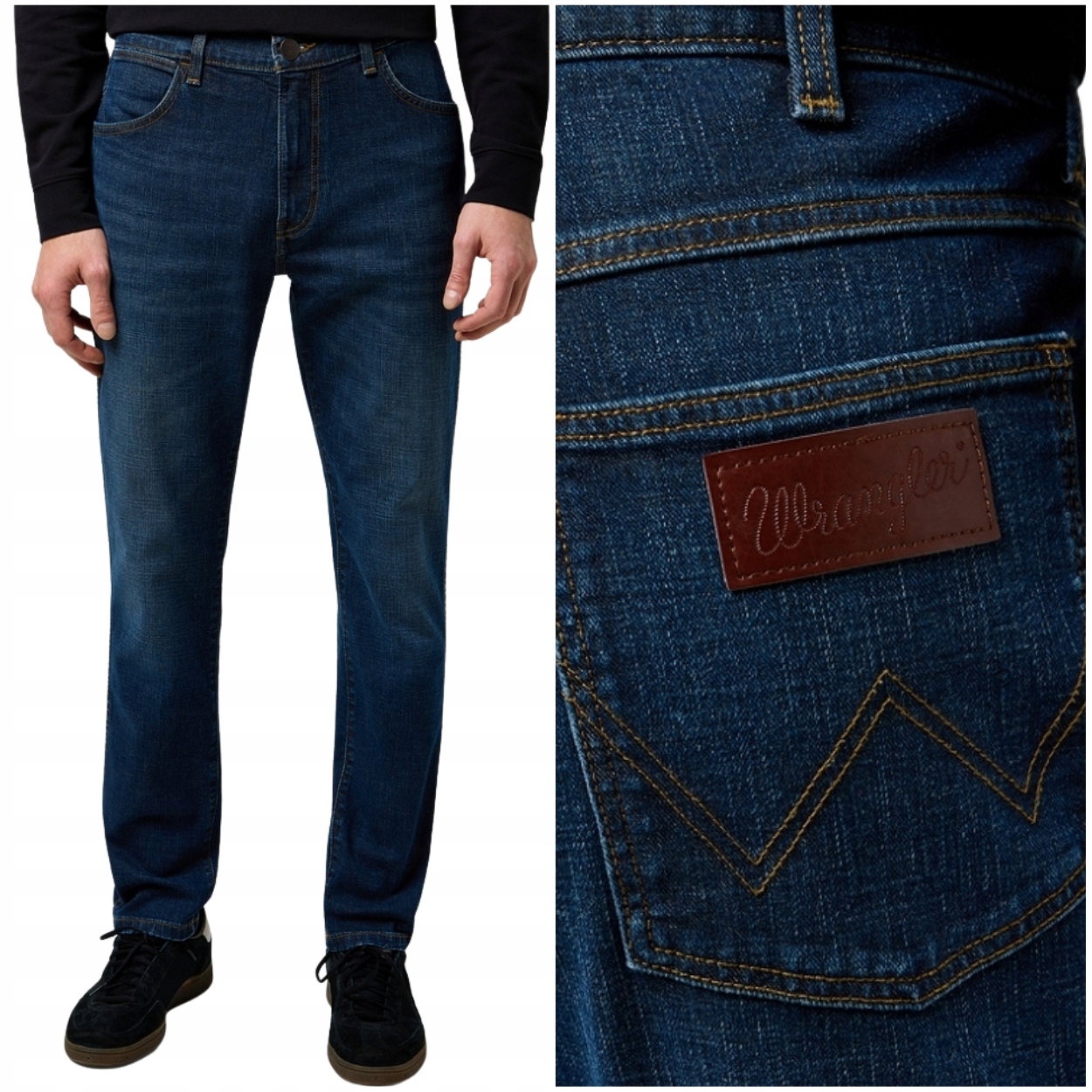 Wrangler Larston slim Obsidian přiléhavé zúžené džínové kalhoty W38 L32