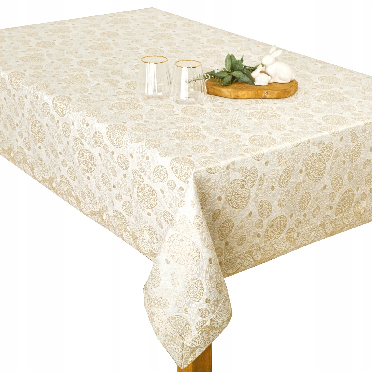 Velikonoční ubrus šitý s manžetou odolný proti skvrnám Zlaté psaníčko 150 x 400 cm