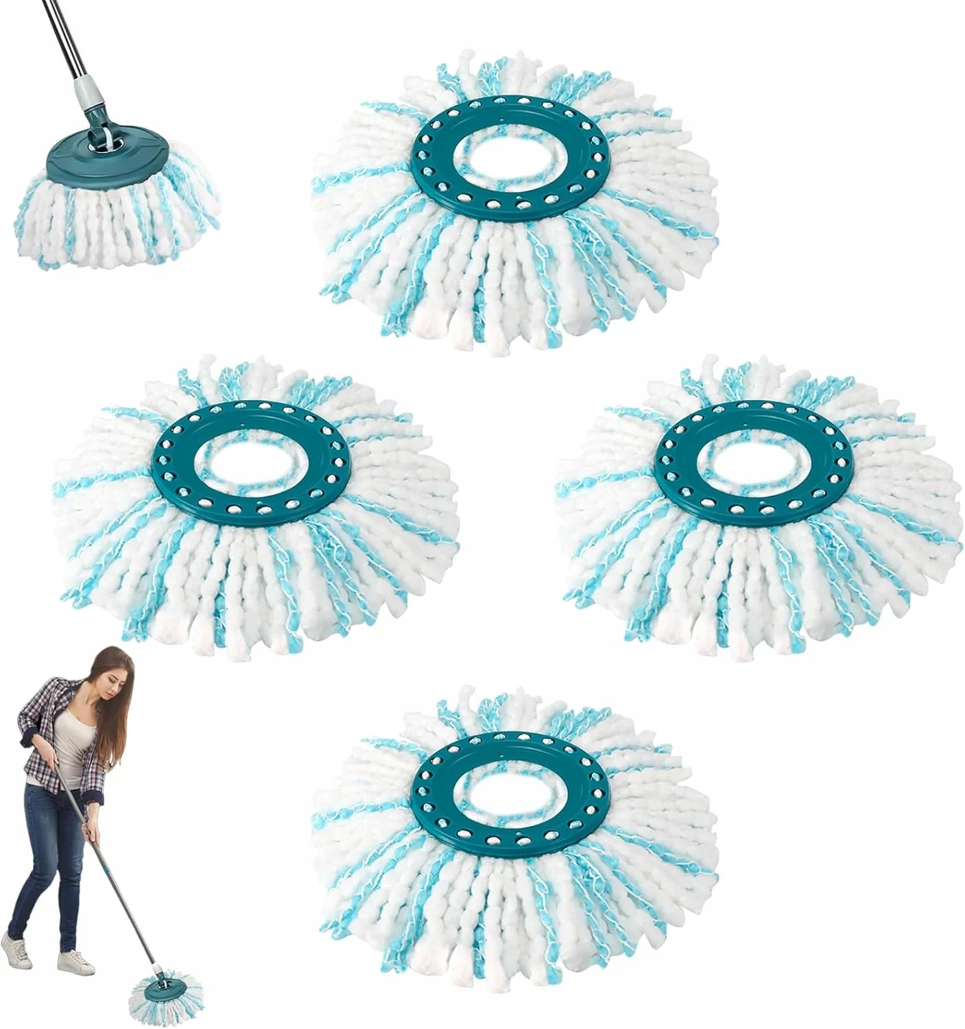 4 X Vyměnitelná Hlavice Na Mop Pro Leifheit, Sada Vyměnitelných Hlavic Na Mop