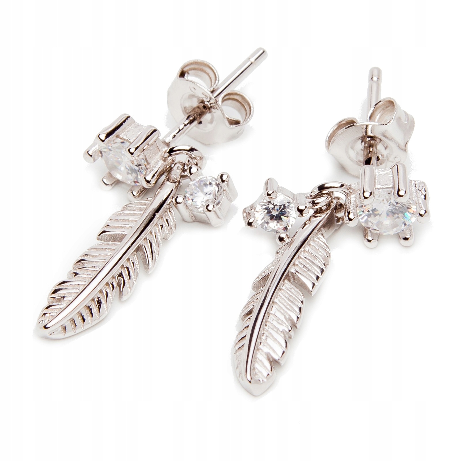 Stříbrné náušnice 925 list zirkony tyčinka