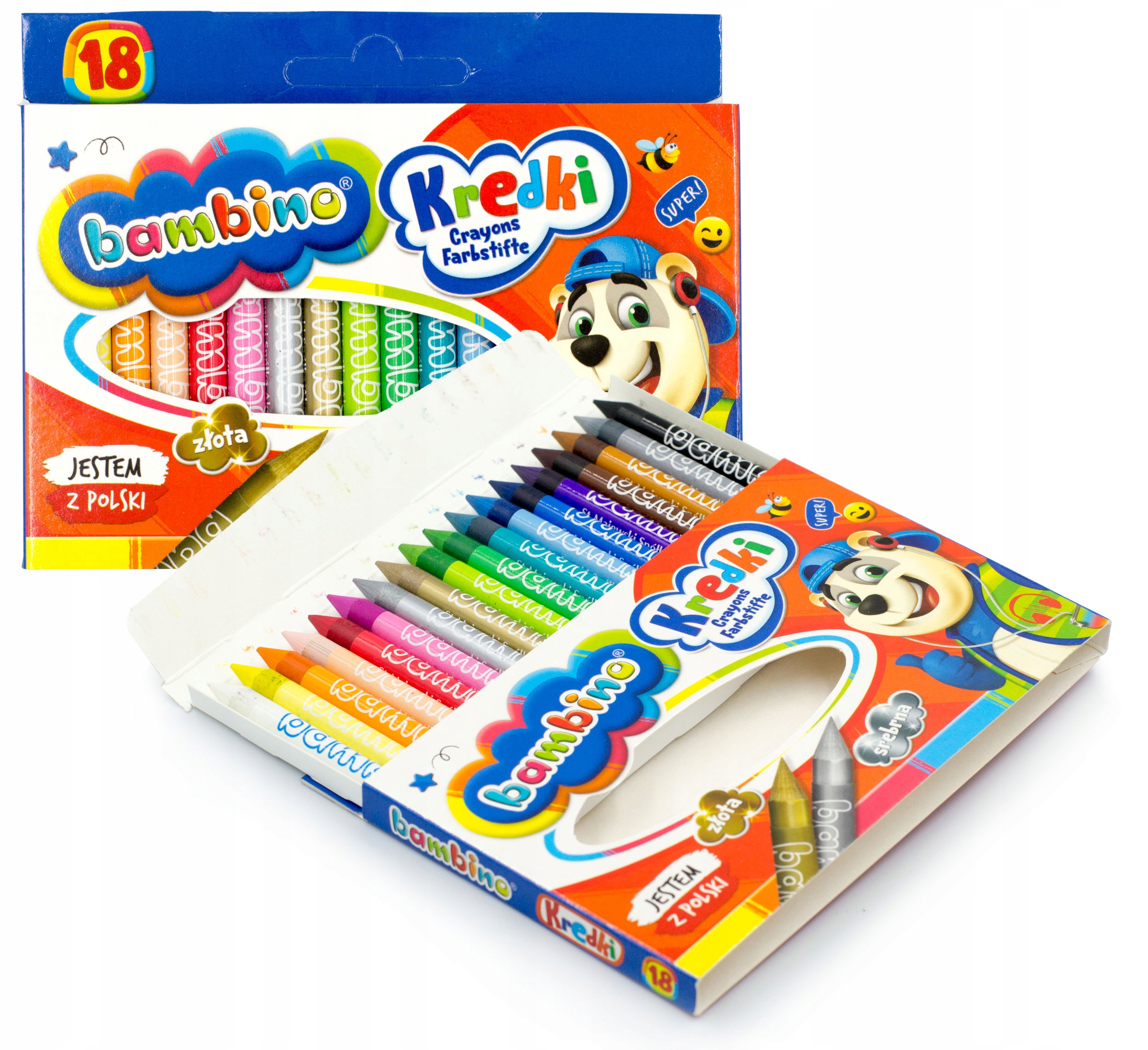 

Kredki świecowe Bambino 18 kol. glinka kaolinowa