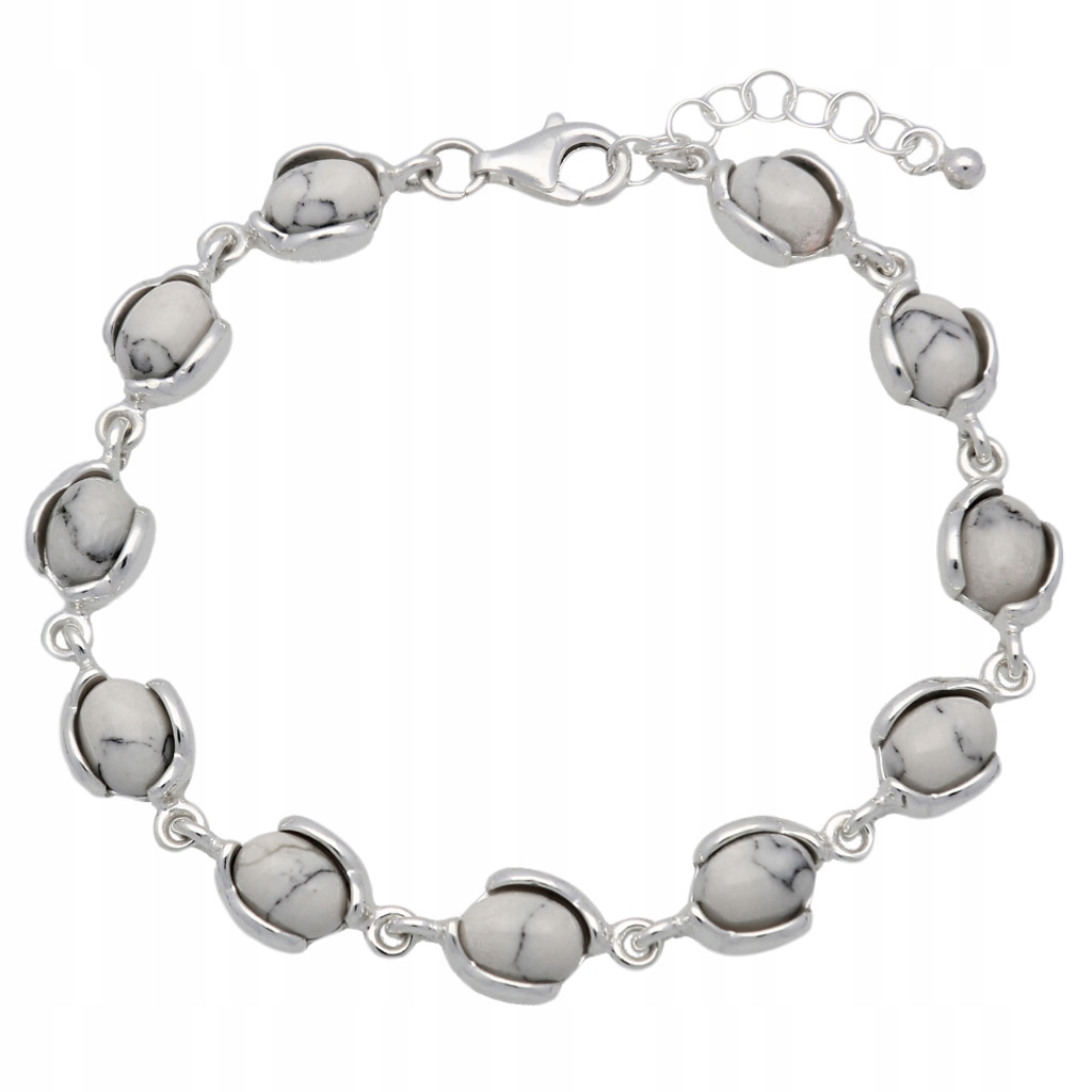Bransoletka srebrna 18-21cm z howlitem 925