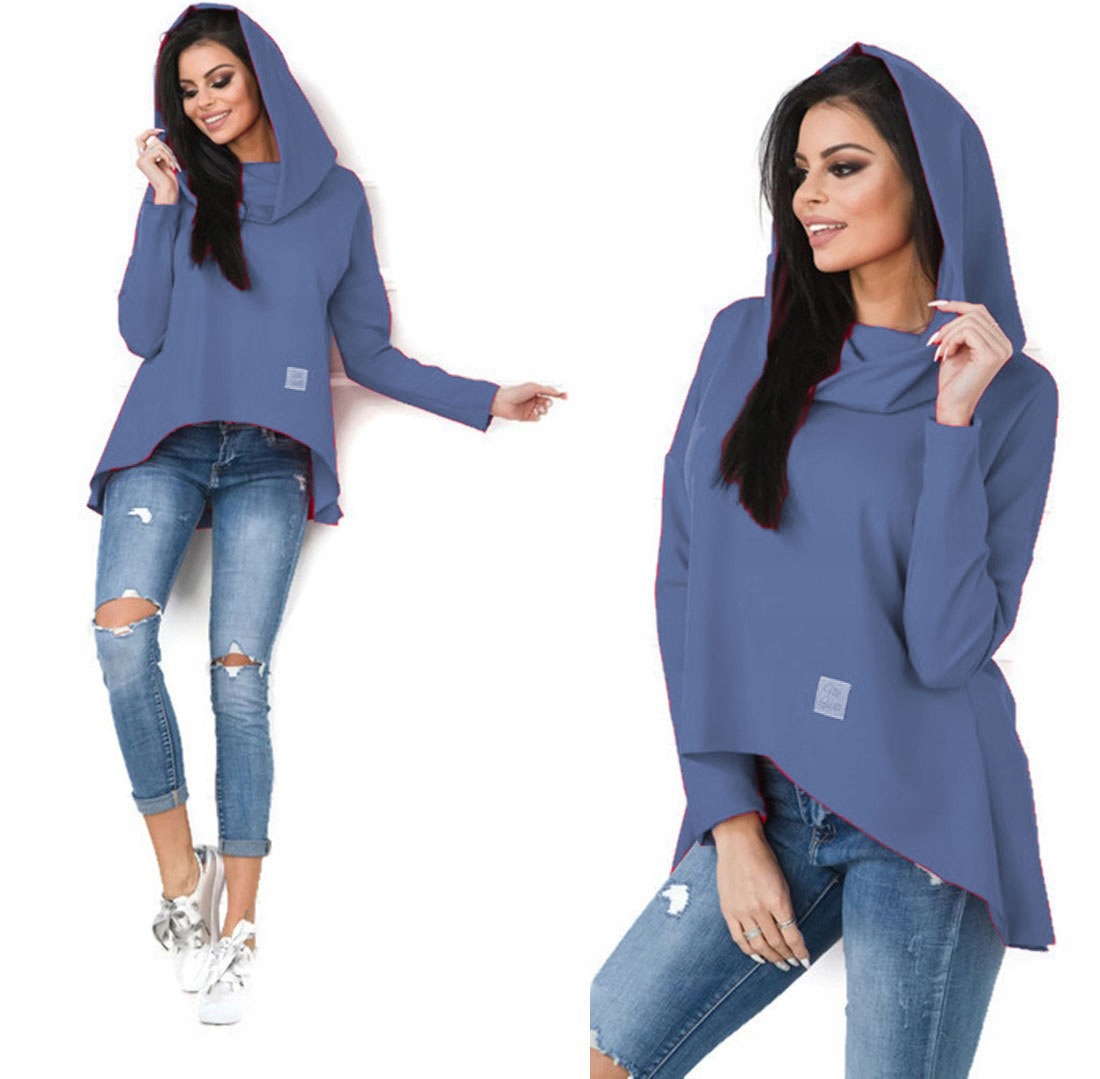 

Asymetryczna Tunika Bluza Sukienka Komin Kaptur L