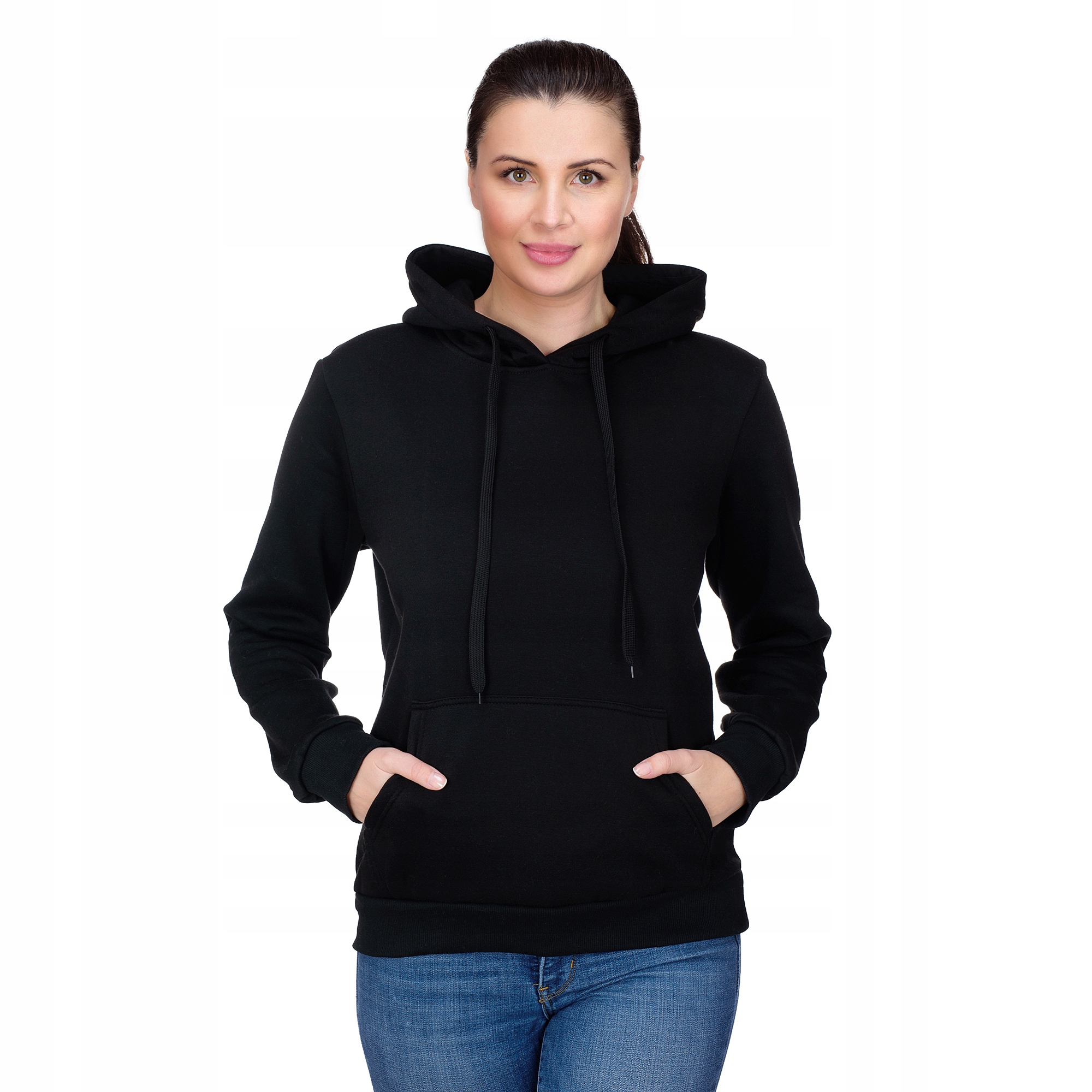 

D02 r. XL Gładka Bluza Damska Z Kapturem Bawełna
