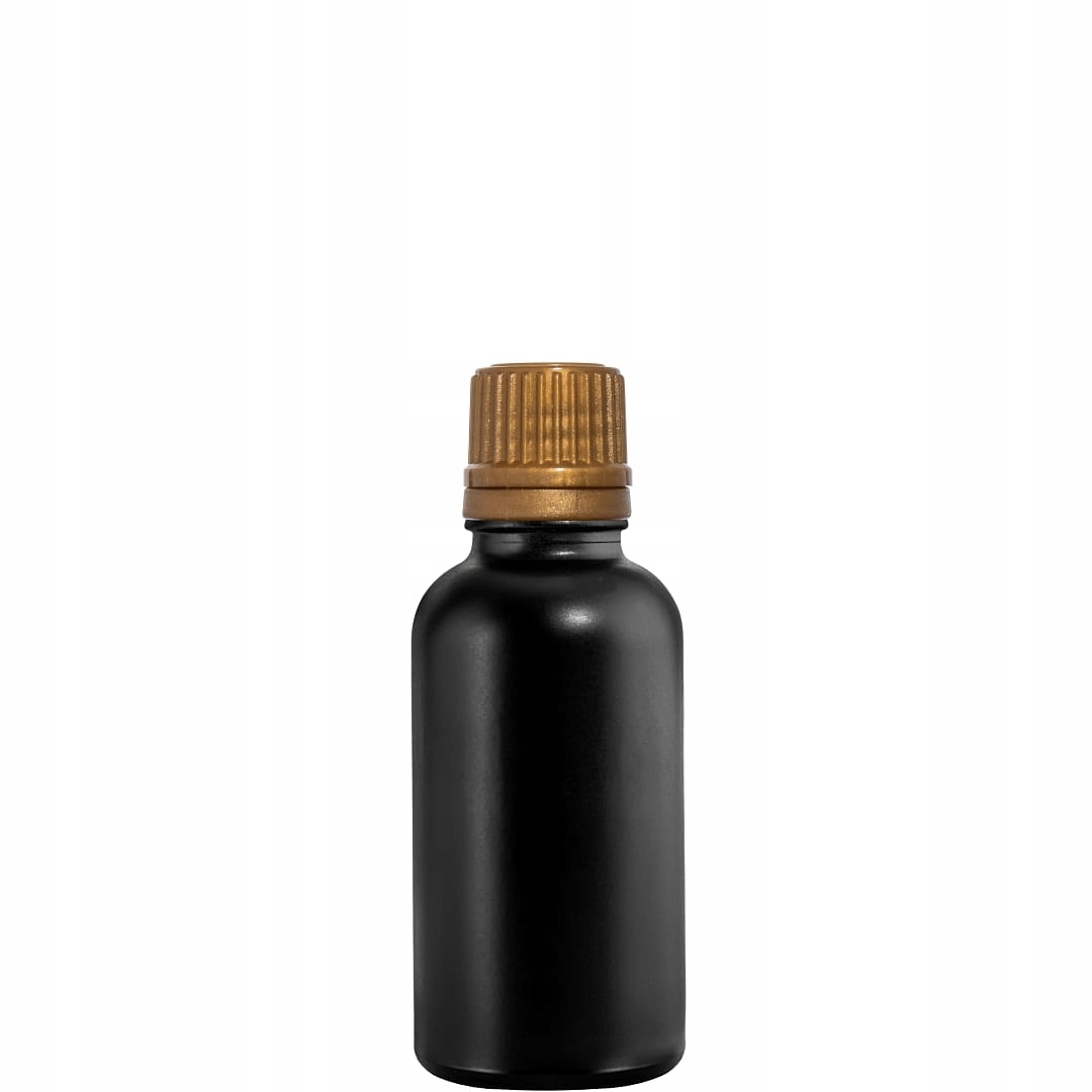 

Butelka Szklana 50ml Czarna z kroplomierzem złotym