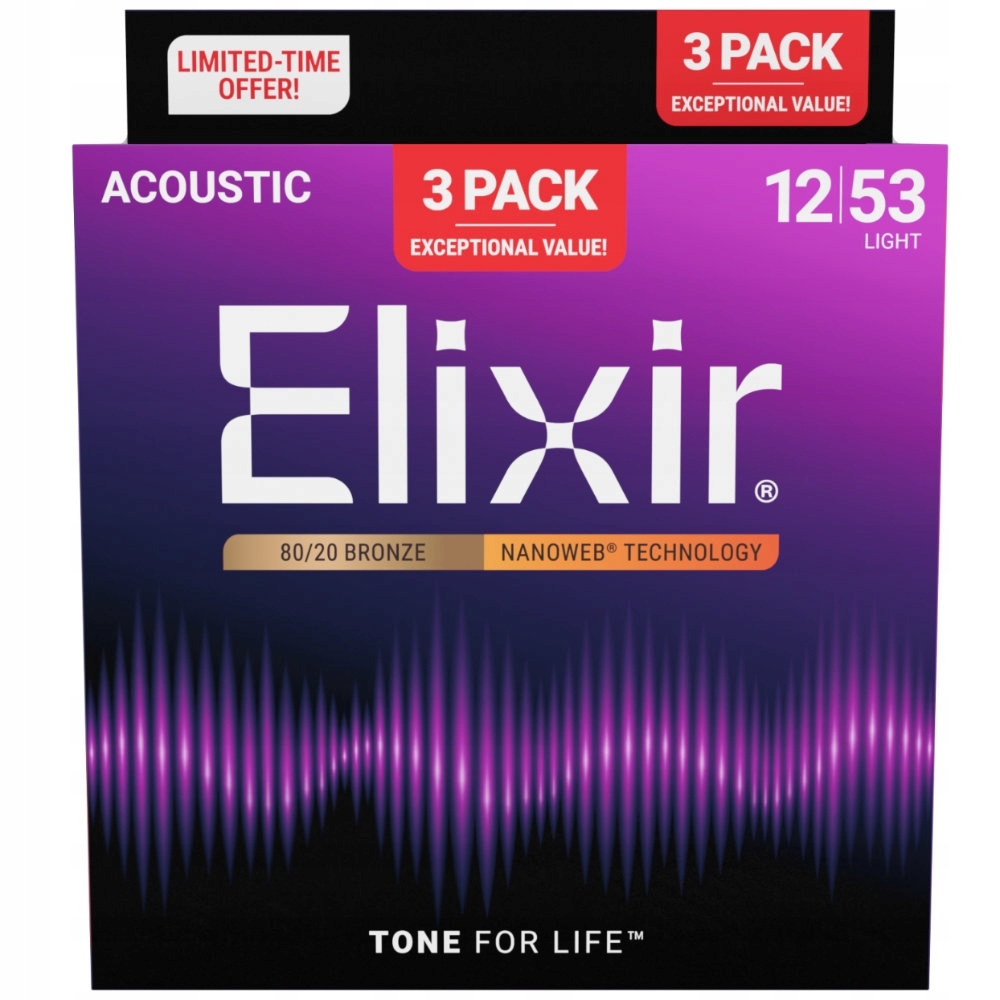 Struny Elixir NanoWeb 80/20 Bronze (12-53) 3pack