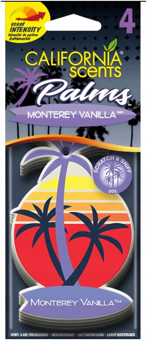 California Scents Palms Zawieszka do samochodu Monterey Vanilla 4PACK