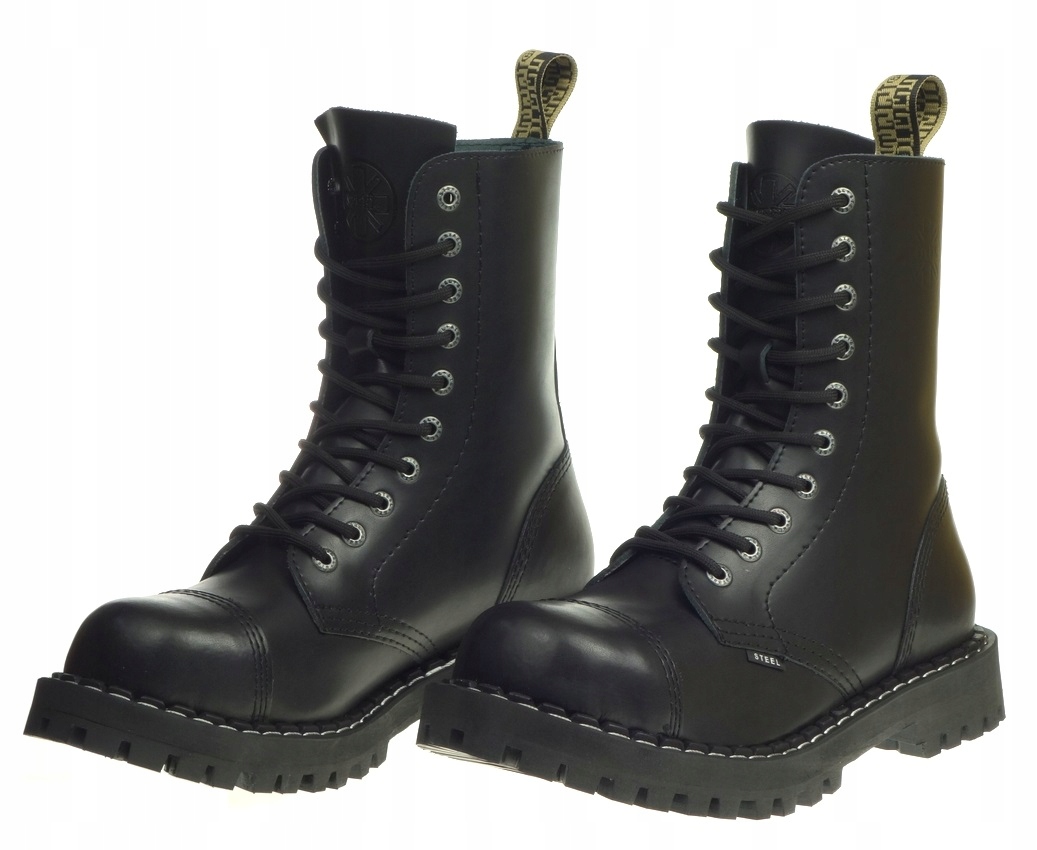 KULTOWE Wysokie Glany STEEL Ocieplane 10-dziur 47 Zapięcie sznurowane