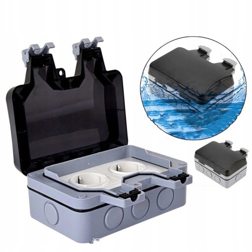 GNIAZDKO ZEWNĘTRZNE IP66 OGRODOWE PODWÓJNA WTYCZKA Długość 33 cm