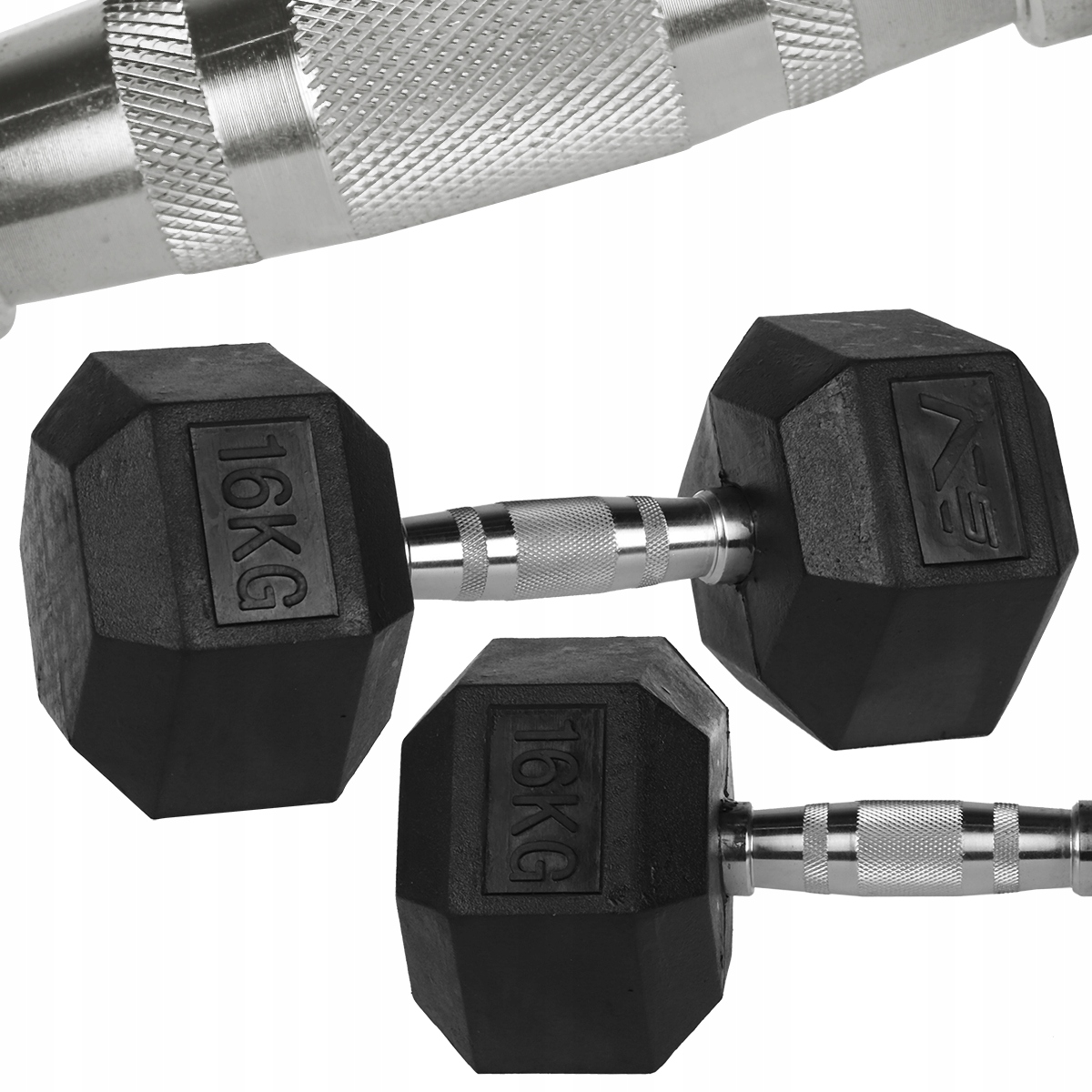 

Hantla Do Ćwiczeń 16kg Żeliwna Hexagonalna Gumowan