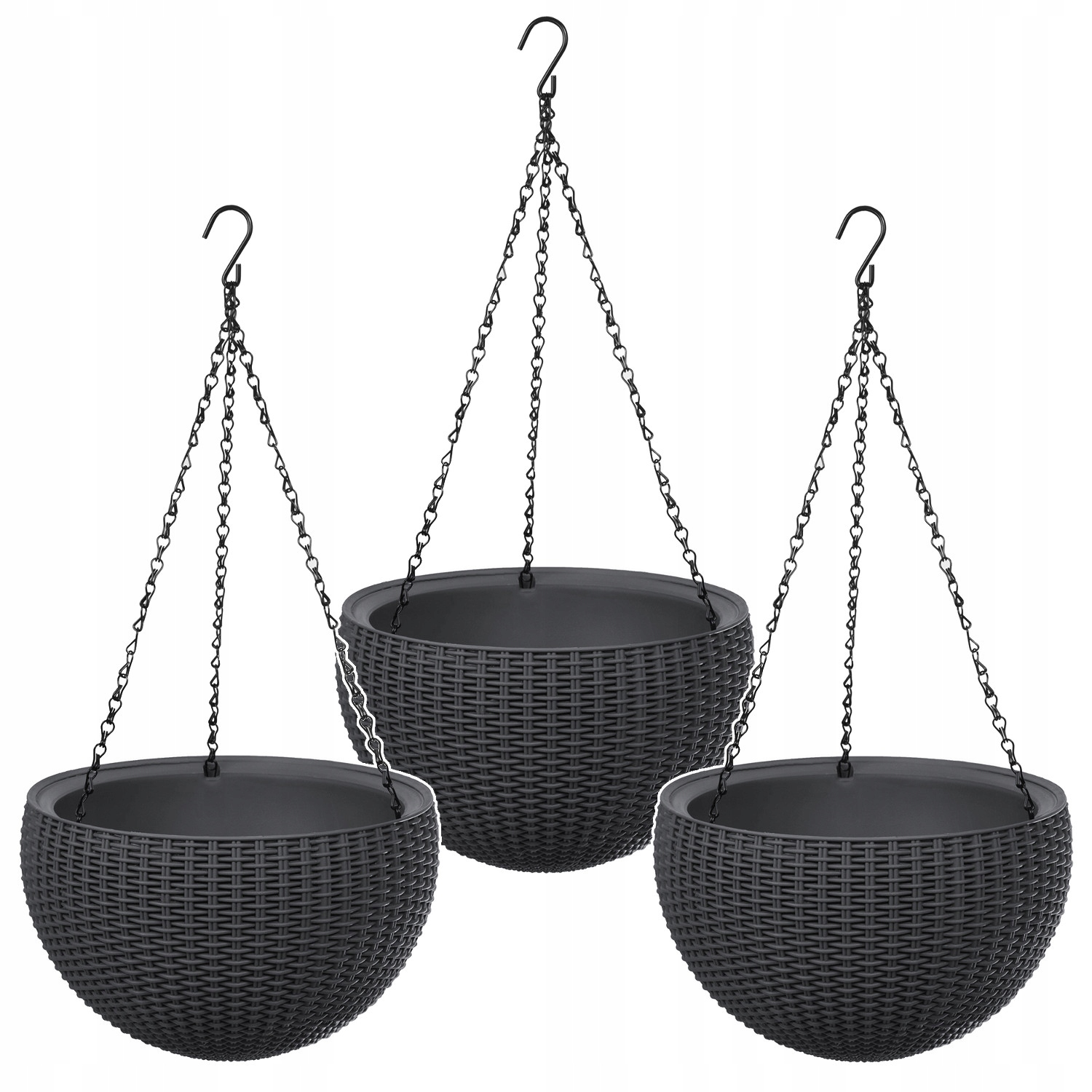 3x doniczka wisząca Na Balkon Taras Imitująca Rattan Keter antracyt