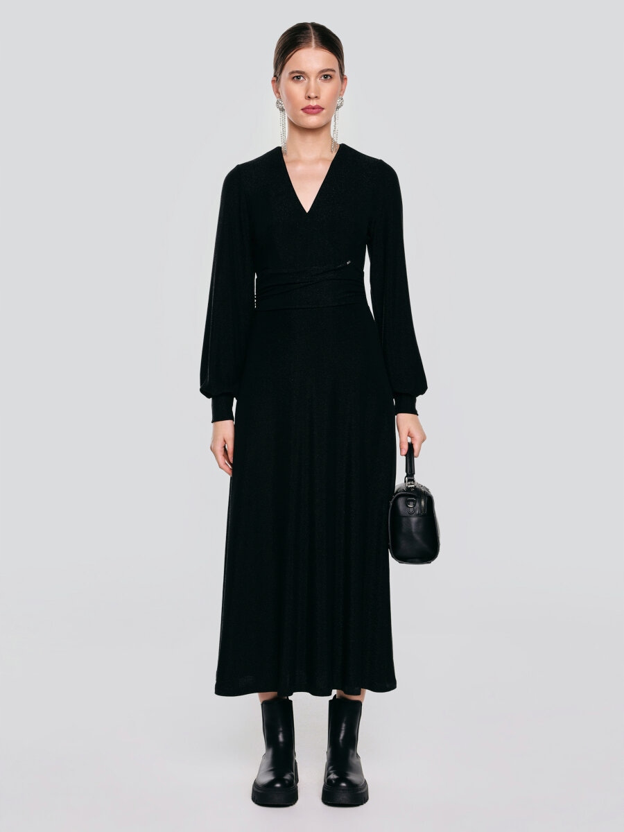 Big Star Dámské Šaty MIDI Lesklá Černá Daniela 906 XL