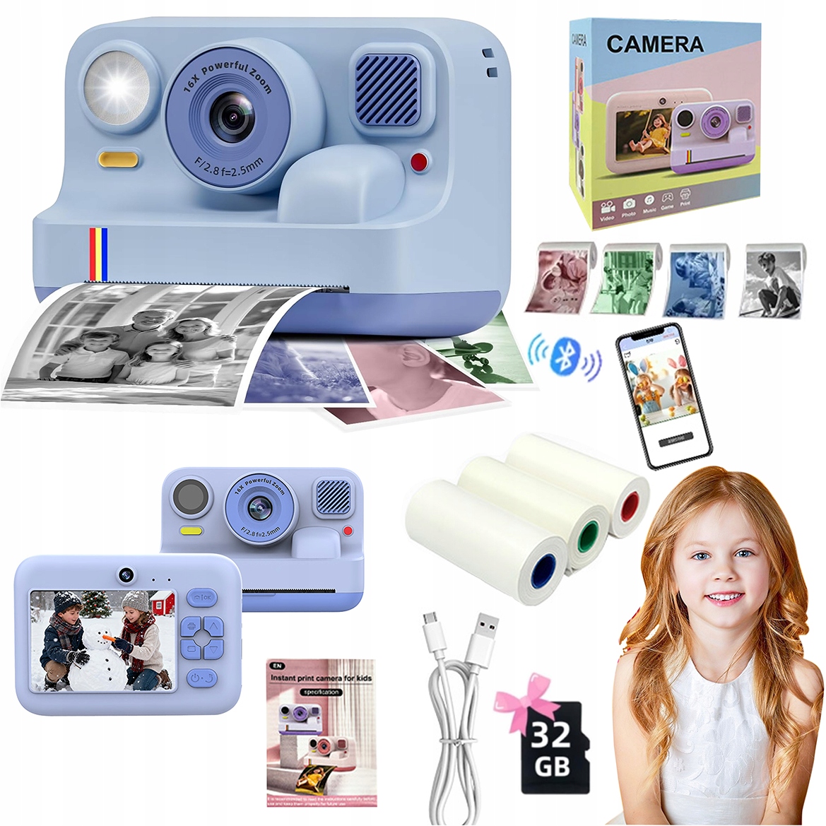 Fotoaparát pro děti digitální Okamžitý s tiskárnou Náplně
