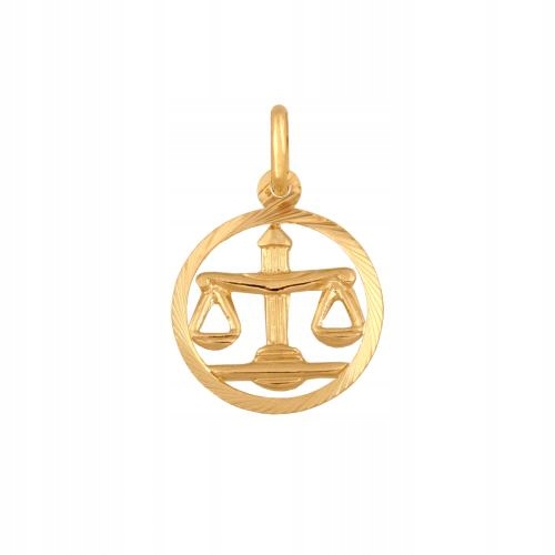 Zlatý přívěsek 585 znamení zvěrokruhu v kulatém rámečku s lesklými zářezy