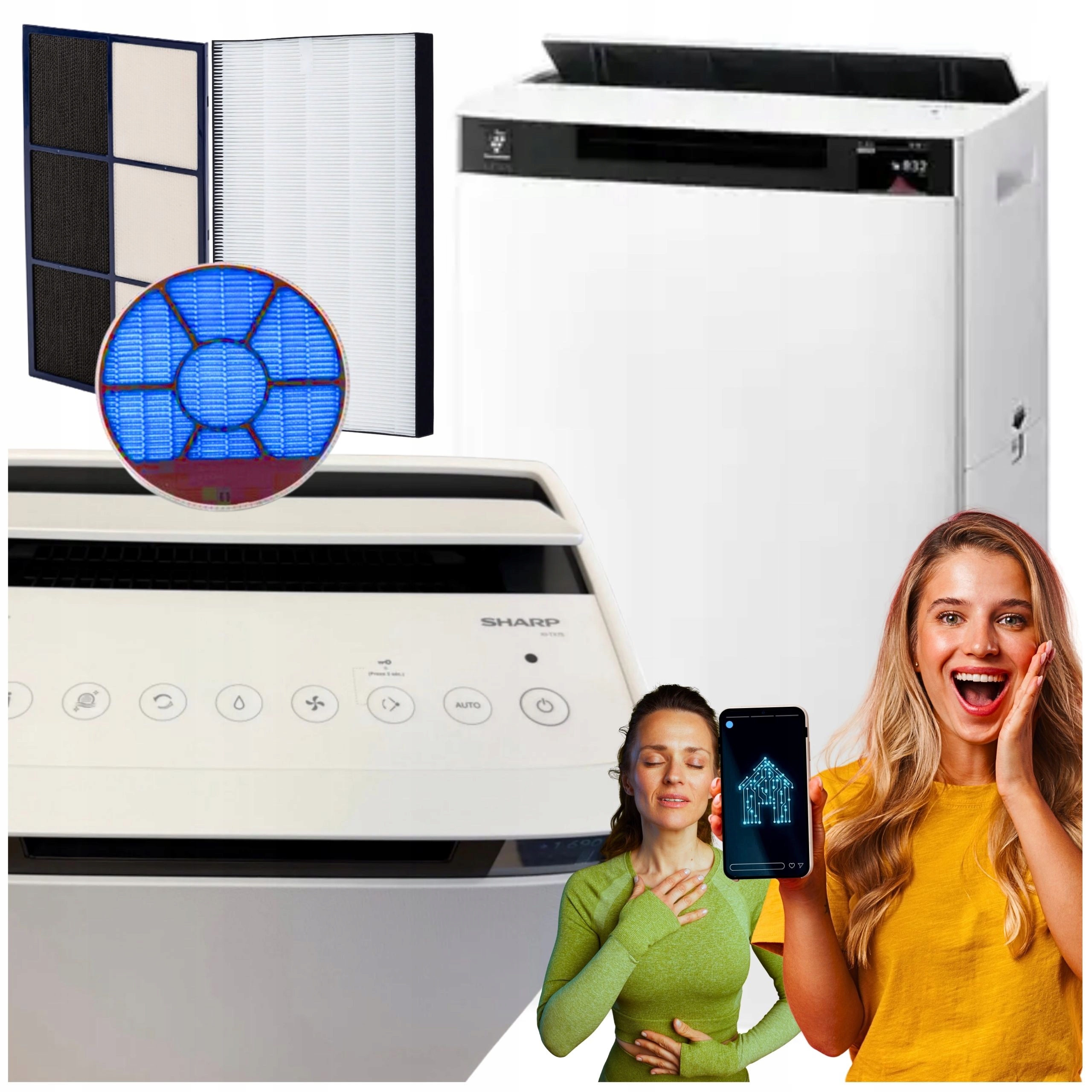 Sharp Oczyszczacz Powietrza Nawilżacz Jonizator KI-TX75EU-W App Next Ai