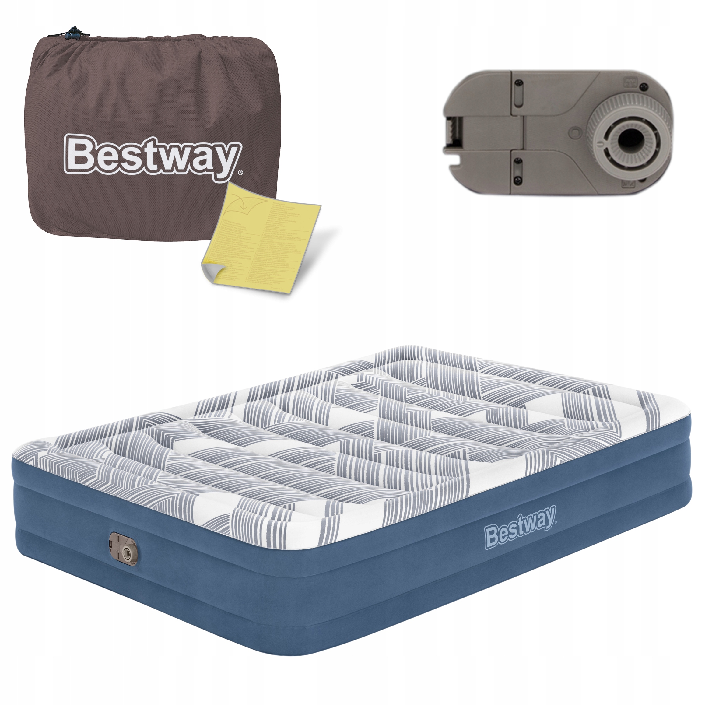 MATERAC DMUCHANY DWUOSOBOWY ŁÓŻKO 203x152x36cm BESTWAY POMPKA