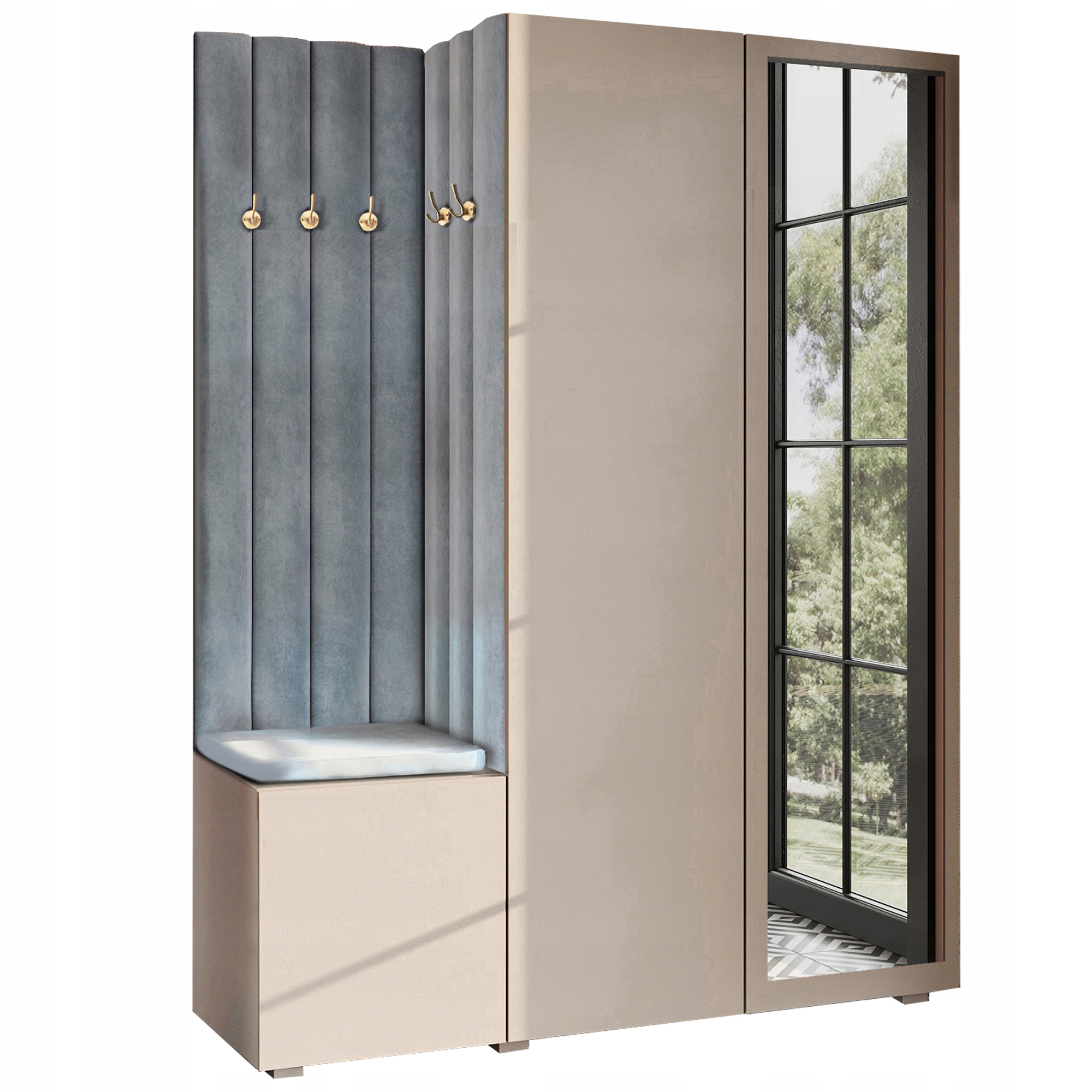 Šatní Skříň Do Předsíně Se Zrcadlem Béžová Písková Aria 70 Pto