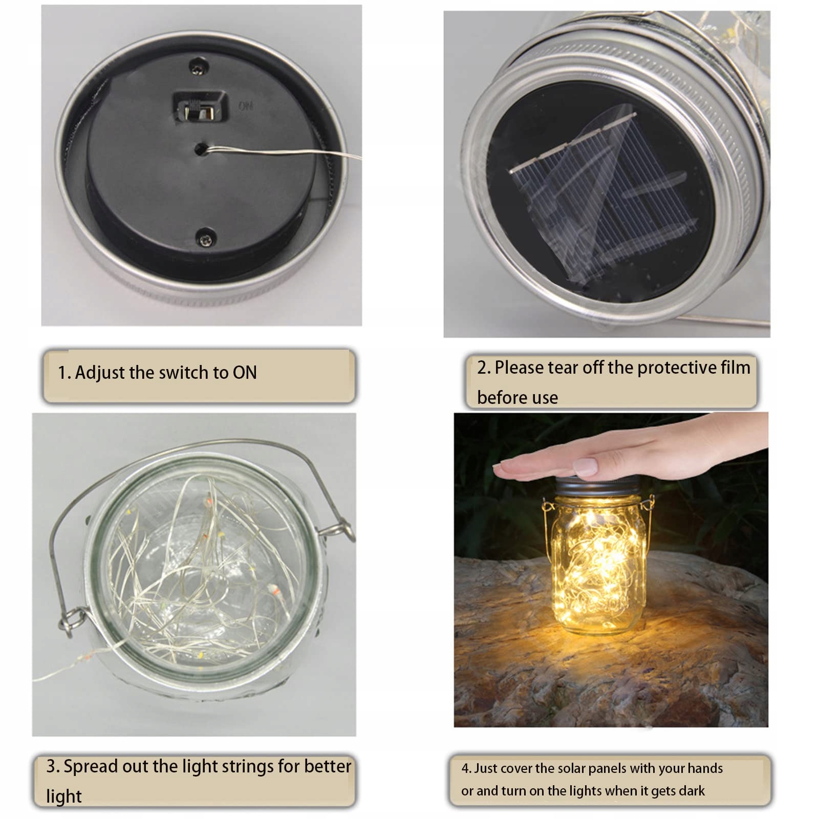 COEKI Solarlampy Zewnętrzne 4 Sztuki 30 LED Wiszące Na Ogród Taras — miniatura 3