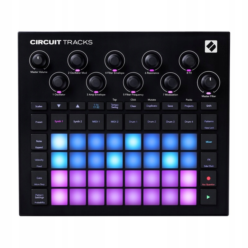 Novation Circuit Tracks praktický groovebox Dj MIDI Usb ovladač