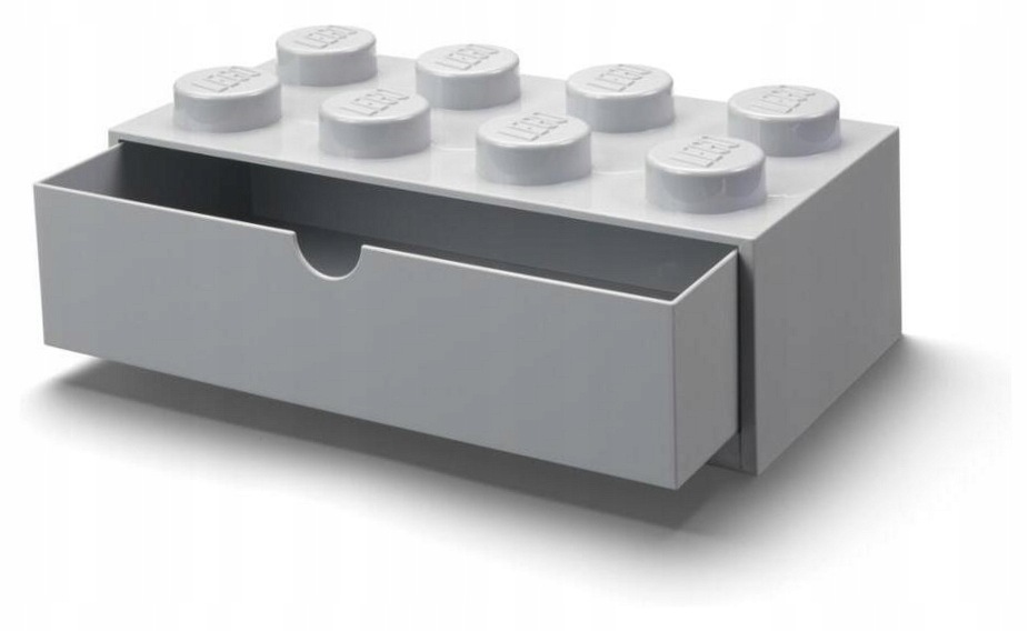 Lego pojemnik klocek z szufladą ósemka szary jasny