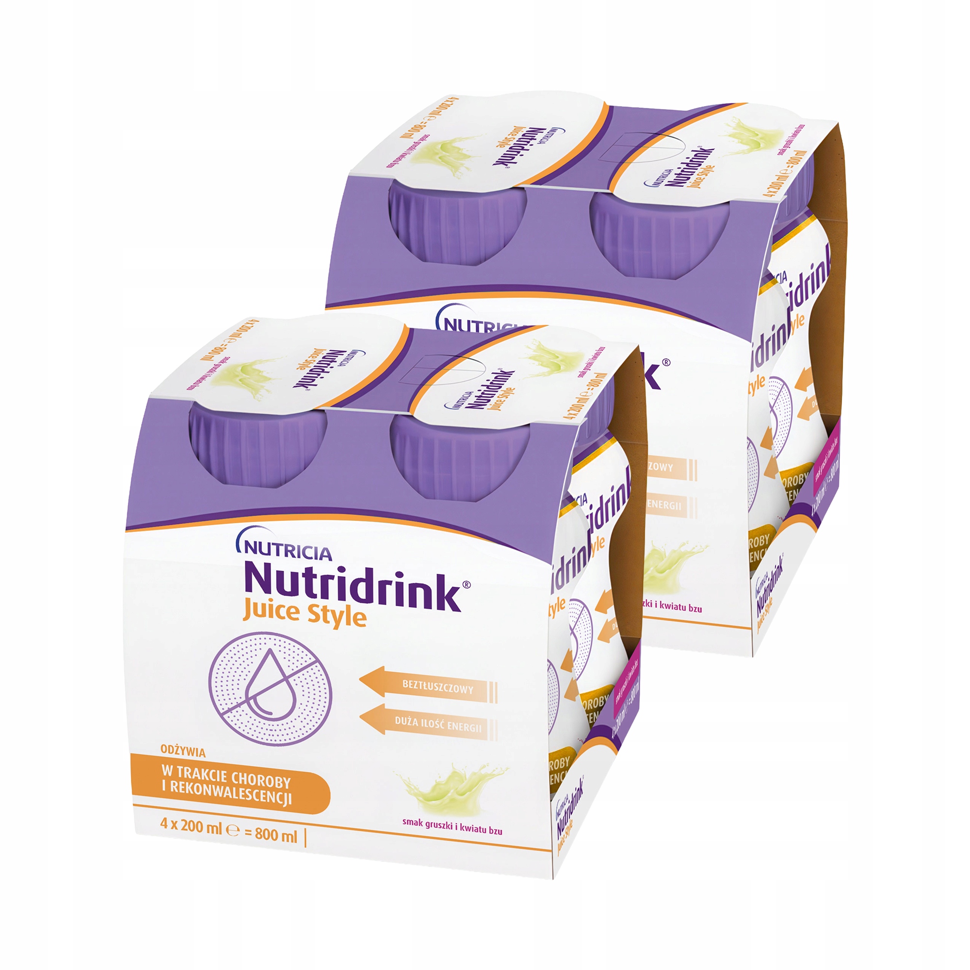 Nutridrink Juice Style o smaku gruszki i kwiatu bzu Zestaw 8 x 200 ml