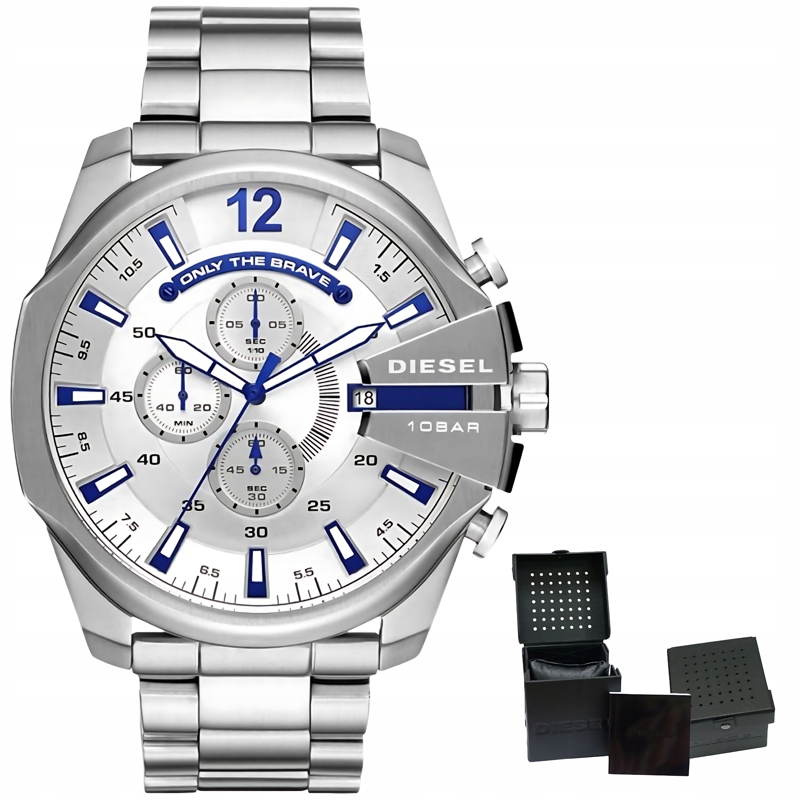 Pánské Hodinky Diesel DZ4477 Chief Vodotěsné 100M Stříbrné Chronografové