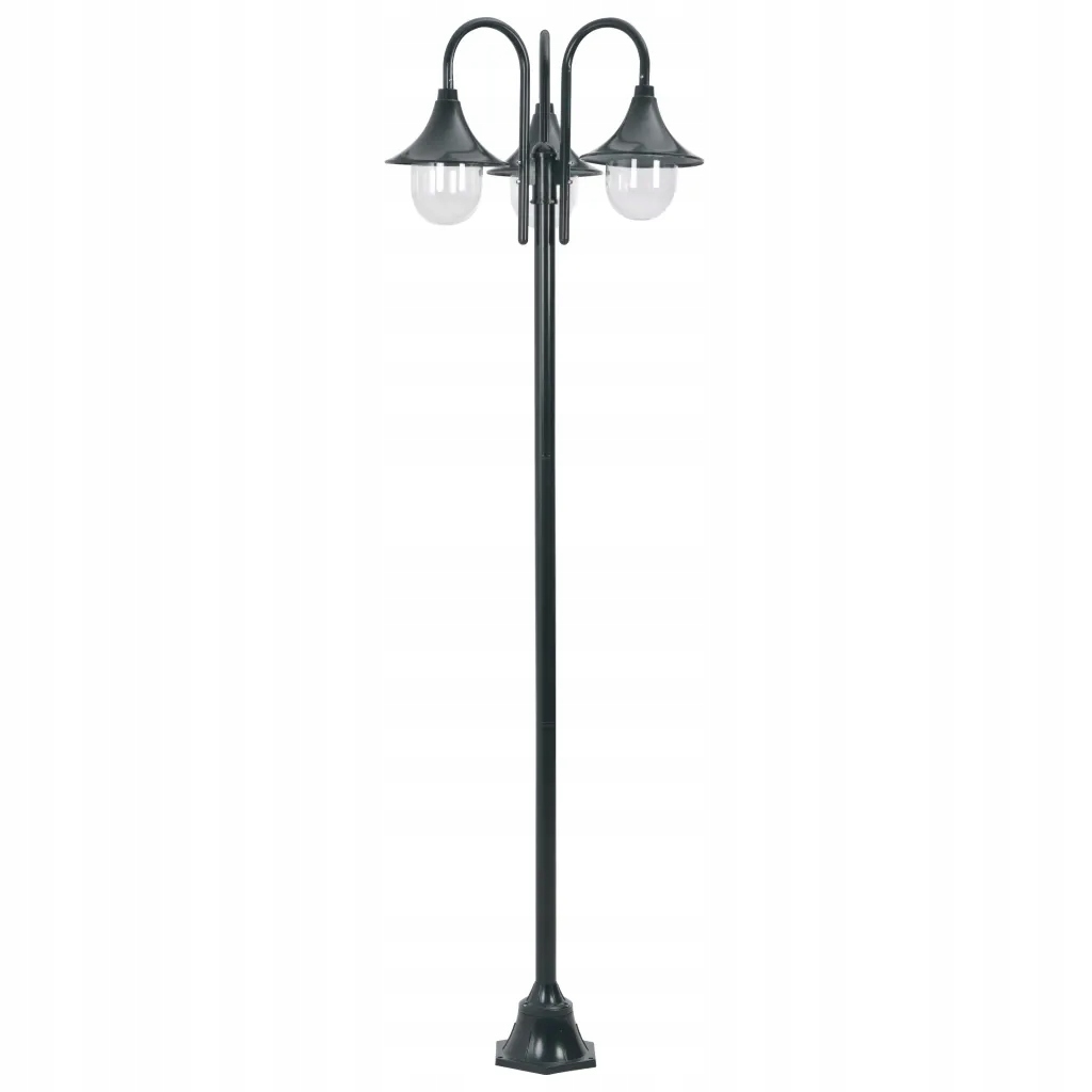 Latarnia ogrodowa 3-punktowa, 220 cm, E27, ciemnozielona Marka VidaXL