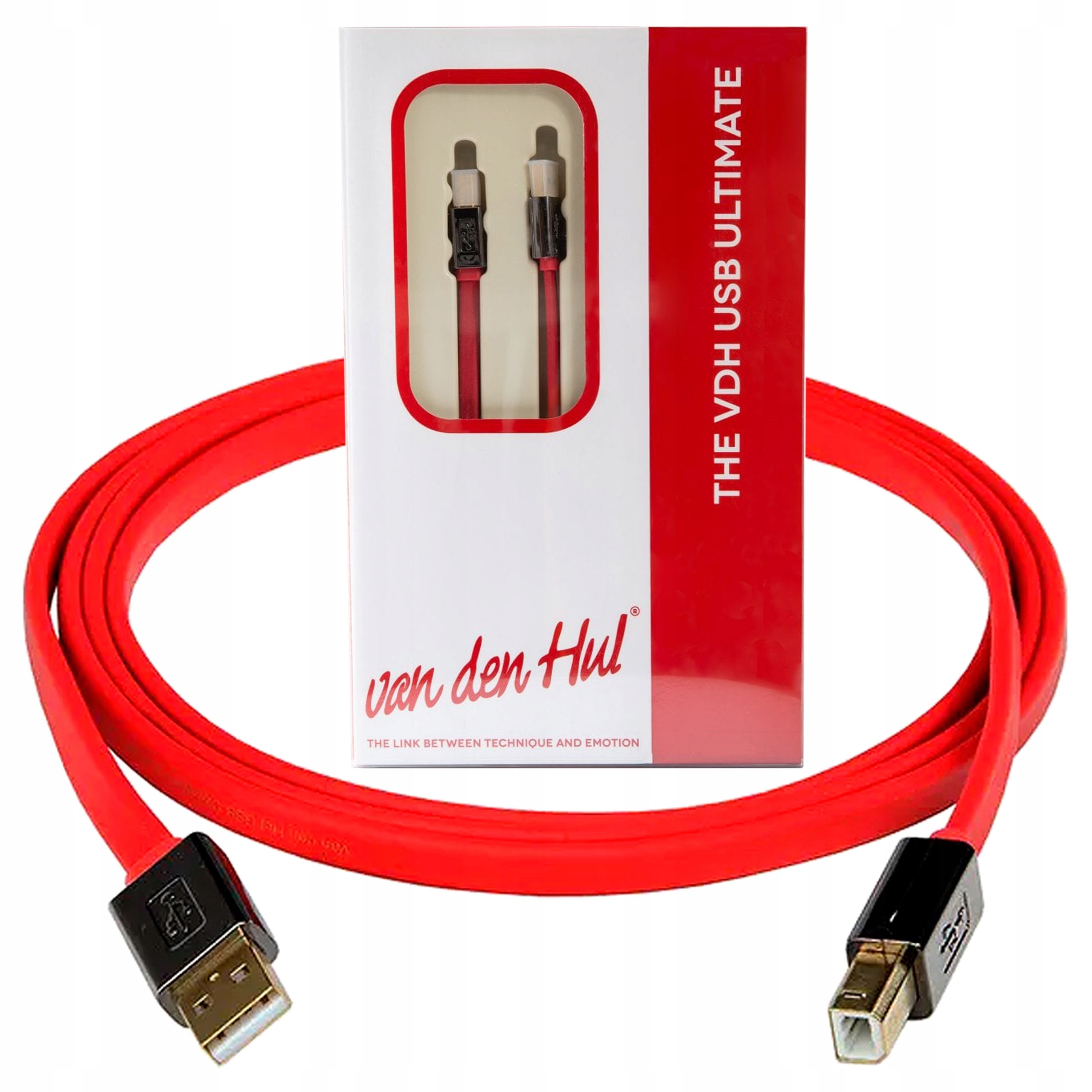 2× KABEL USB-A DO USB-B PROFESJONALNY PŁASKI VAN DEN HUL VDH USB ULTIMATE 1,5m
