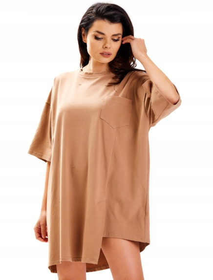 Volná tepláková šaty s bavlněnou tunikou