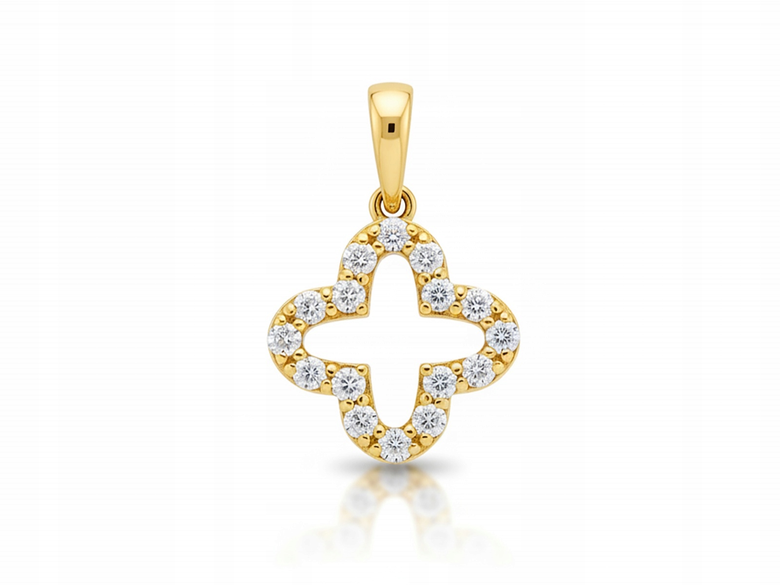 Přívěsek zlatý 585 jemný květ s bílými zirkony 0.43 g