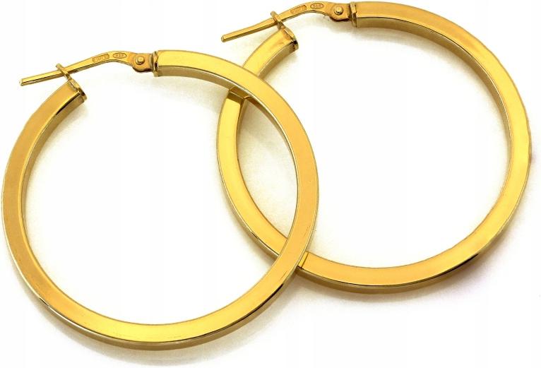 Stříbrné náušnice 925 pozlacené, masivní kolečka 38 mm s anglickým zapínáním